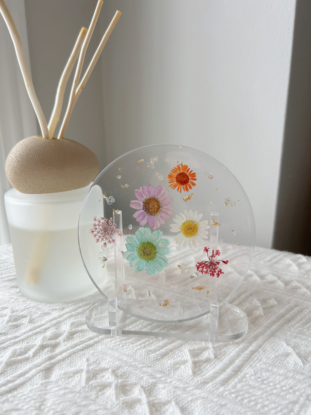 【Floral Fusion】Handmade Resin Coaster with Dried Pressed Flowers (individual)