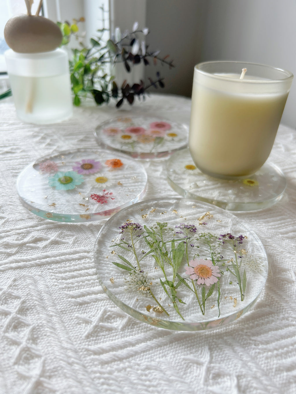 【Floral Fusion】Handmade Resin Coaster with Dried Pressed Flowers (individual)