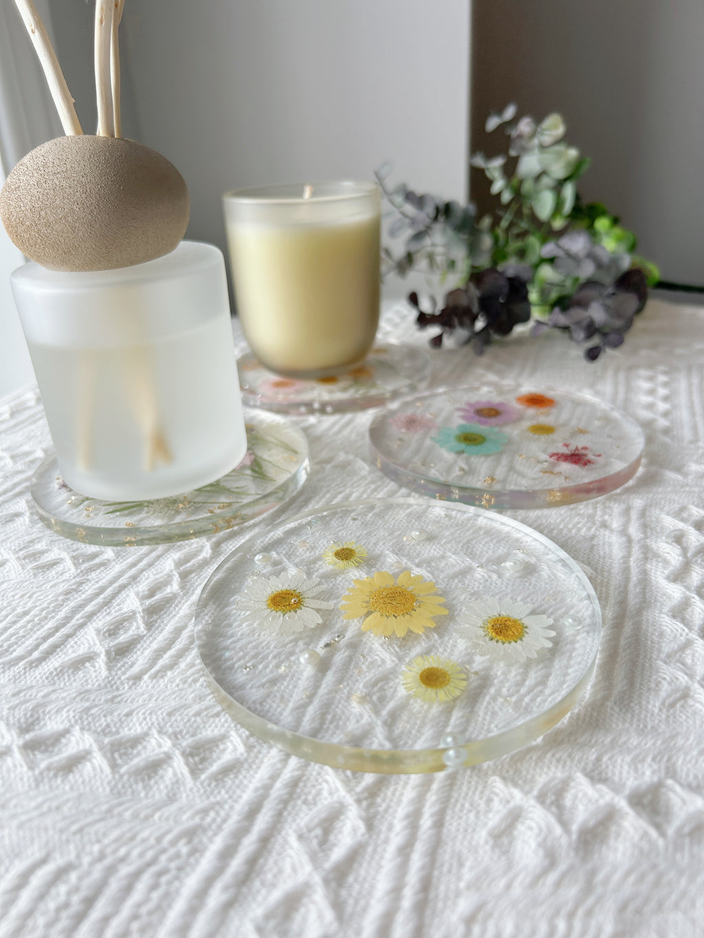 【Floral Fusion】Handmade Resin Coaster with Dried Pressed Flowers (individual)