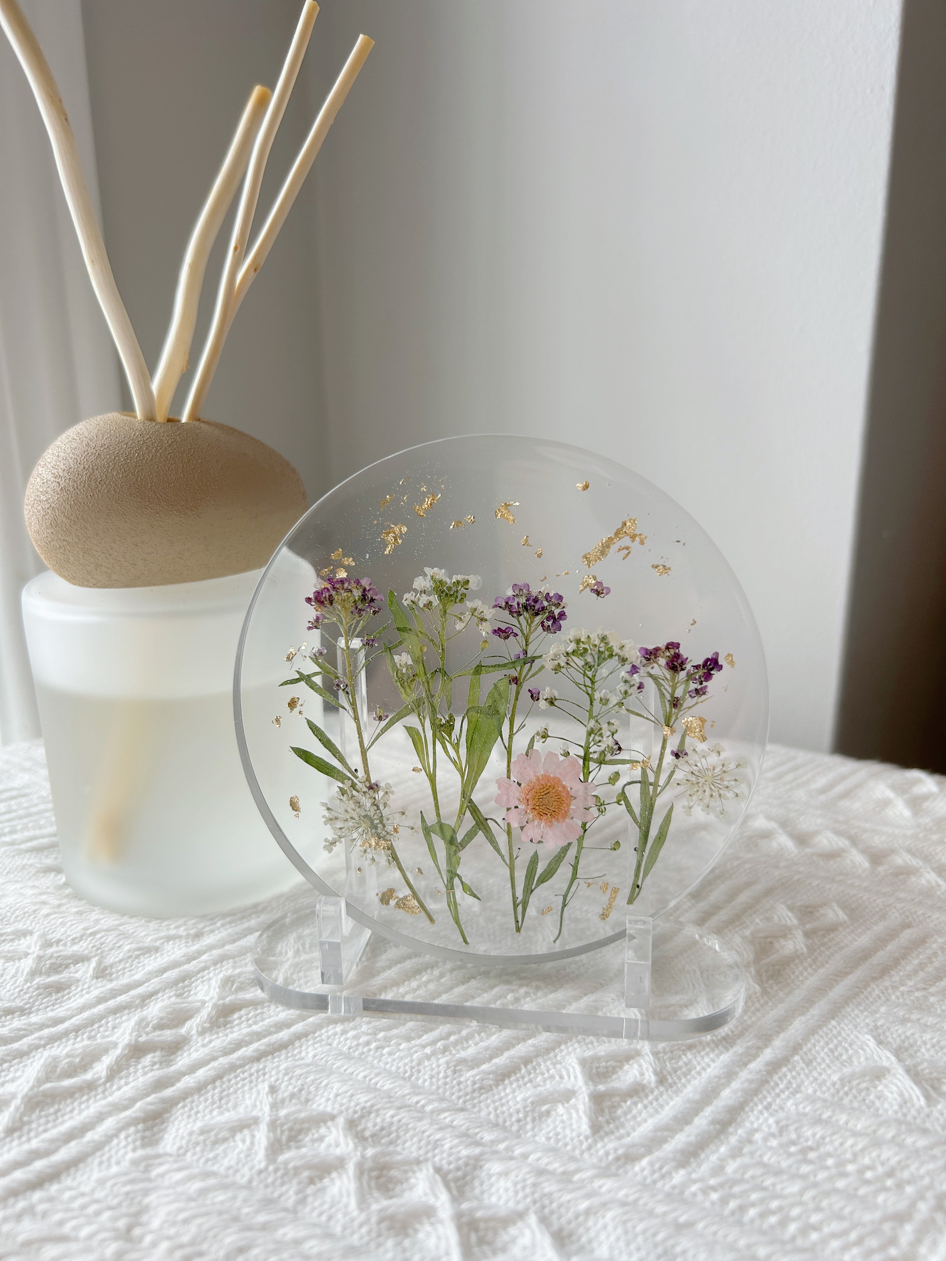 【Floral Fusion】Handmade Resin Coaster with Dried Pressed Flowers (individual)