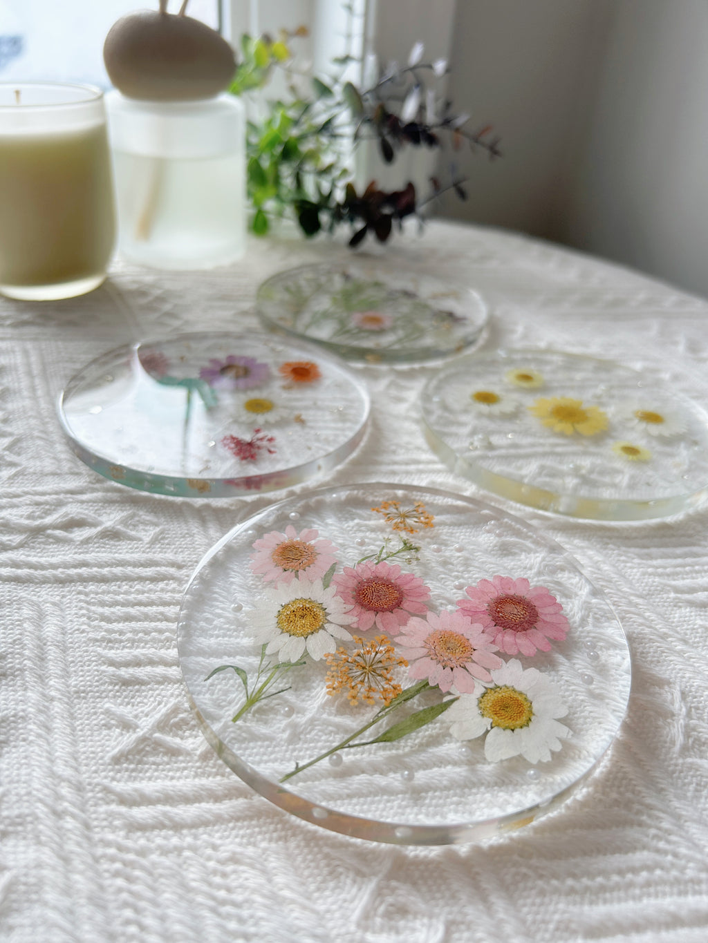 【Floral Fusion】Handmade Resin Coaster with Dried Pressed Flowers (individual)