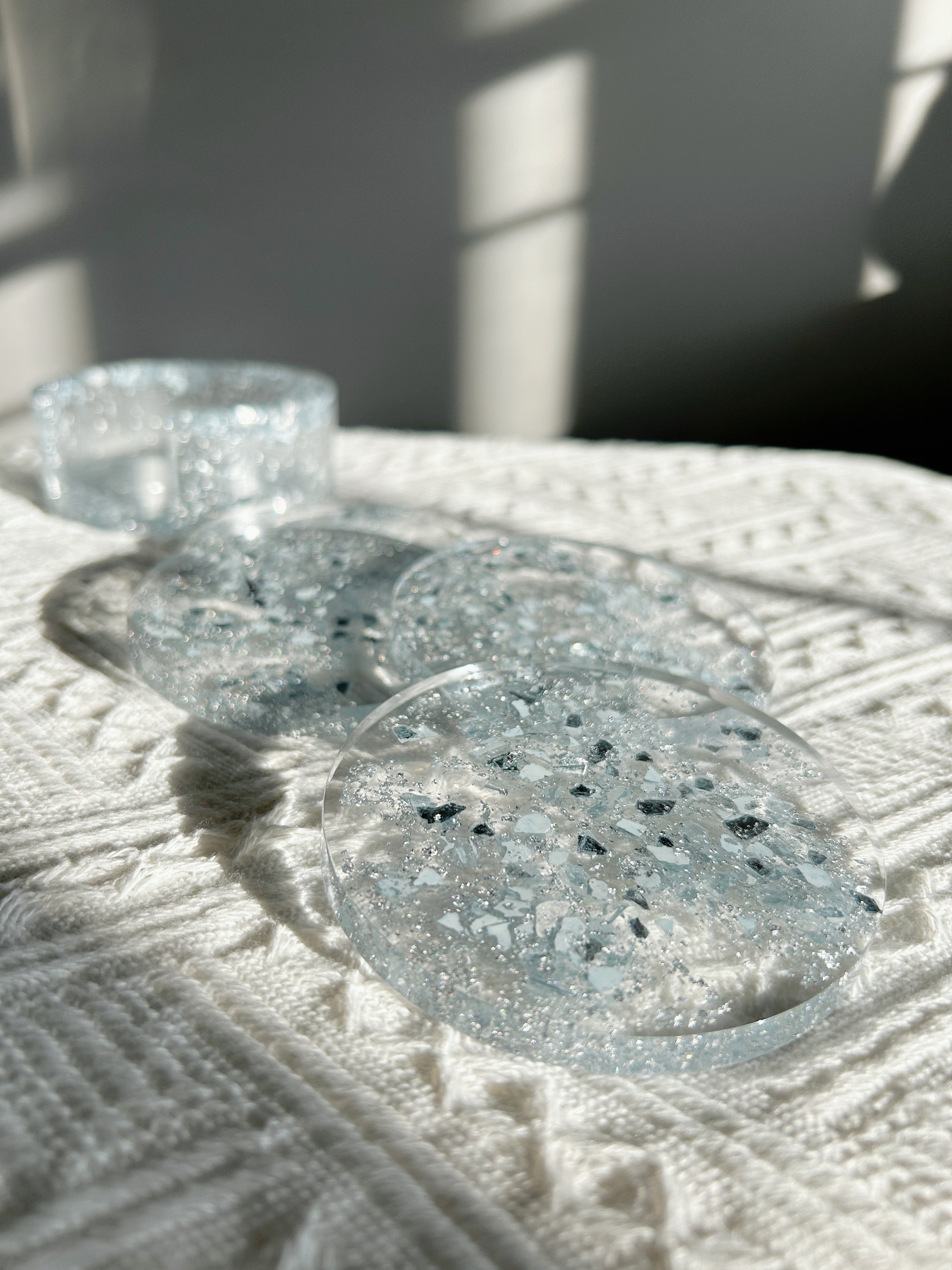 【Crystal Glow】Handmade Resin Coaster Set (set of 5)