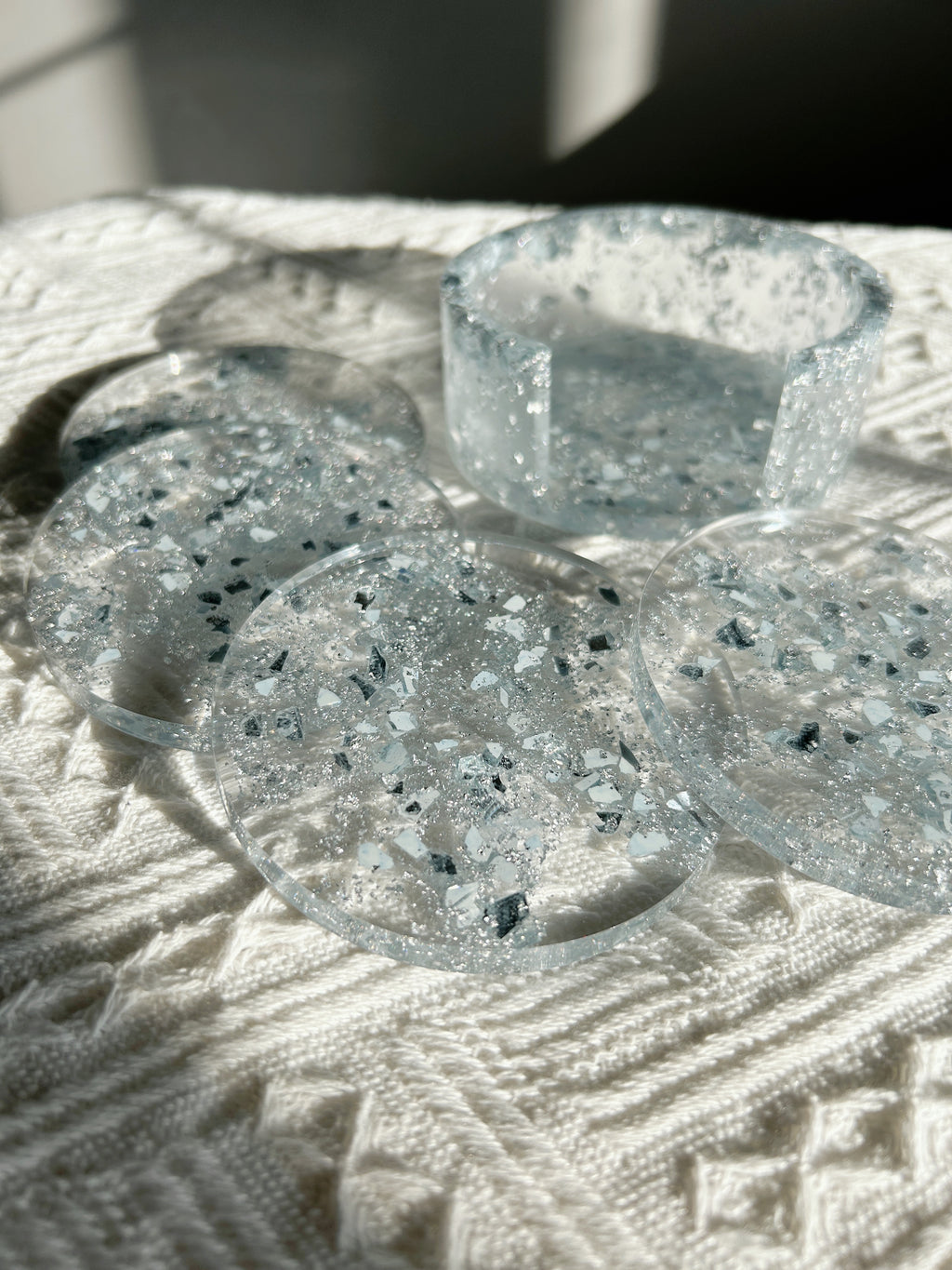 【Crystal Glow】Handmade Resin Coaster Set (set of 5)