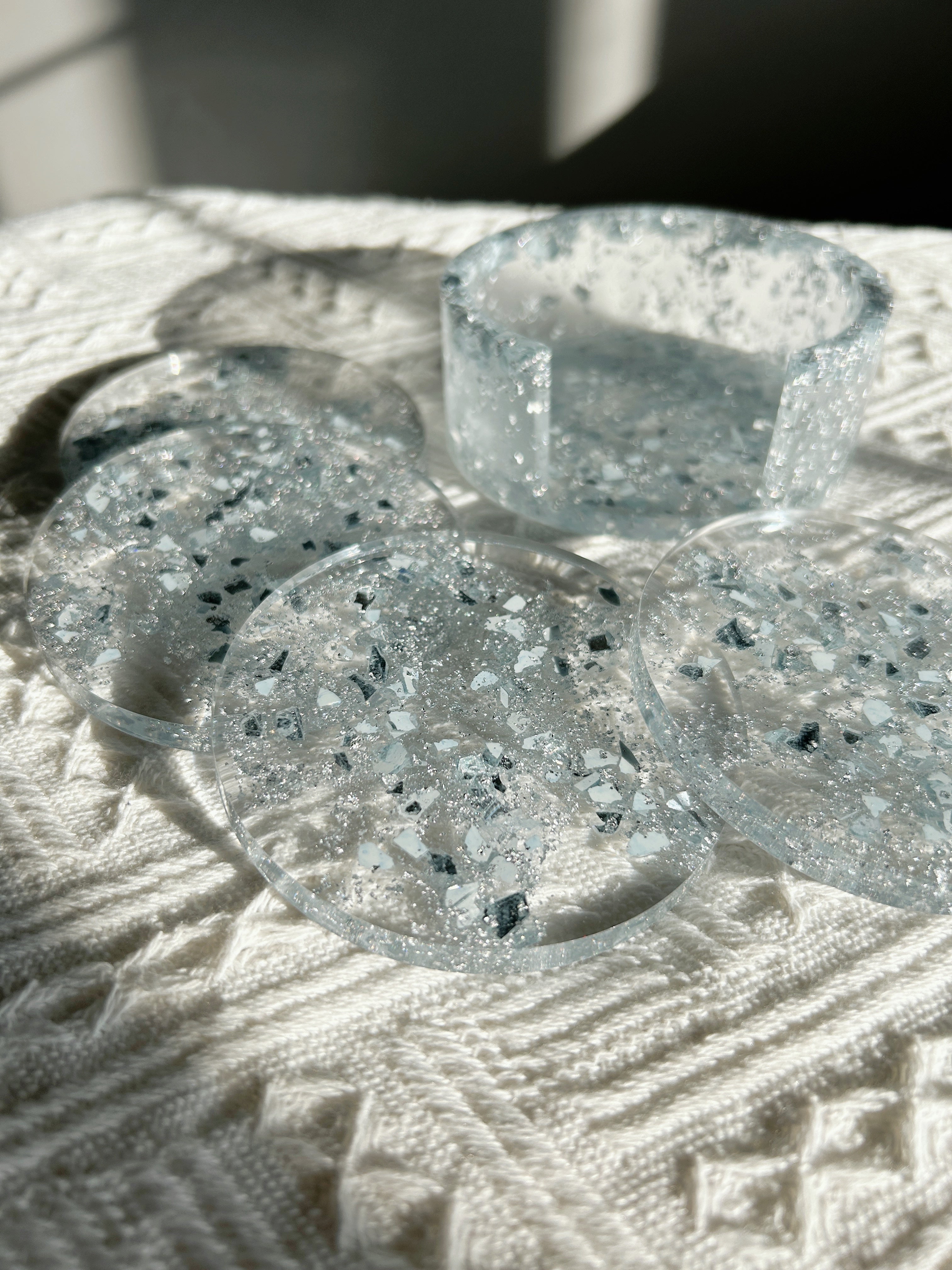 【Crystal Glow】Handmade Resin Coaster Set (set of 5)