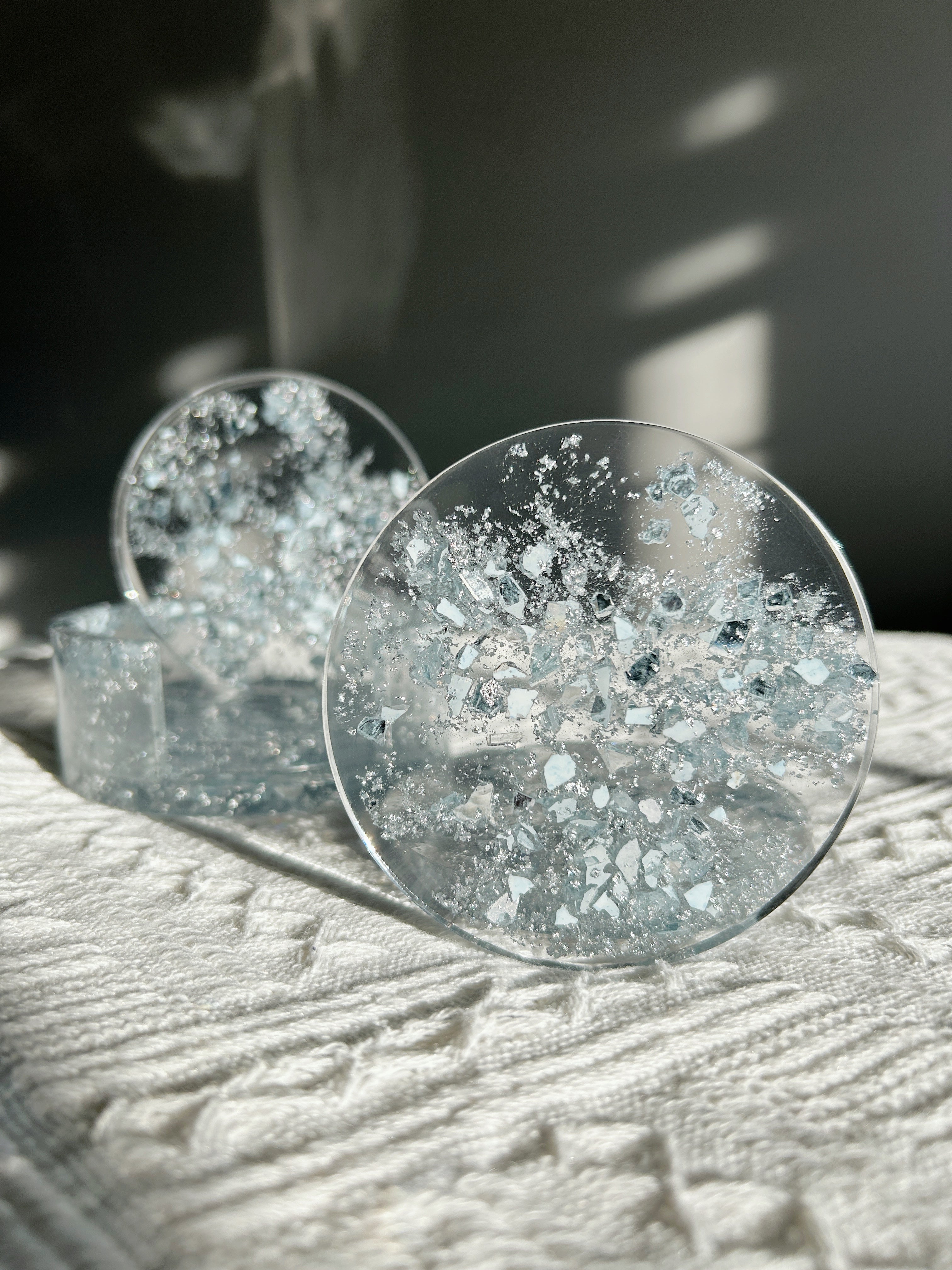 【Crystal Glow】Handmade Resin Coaster Set (set of 5)