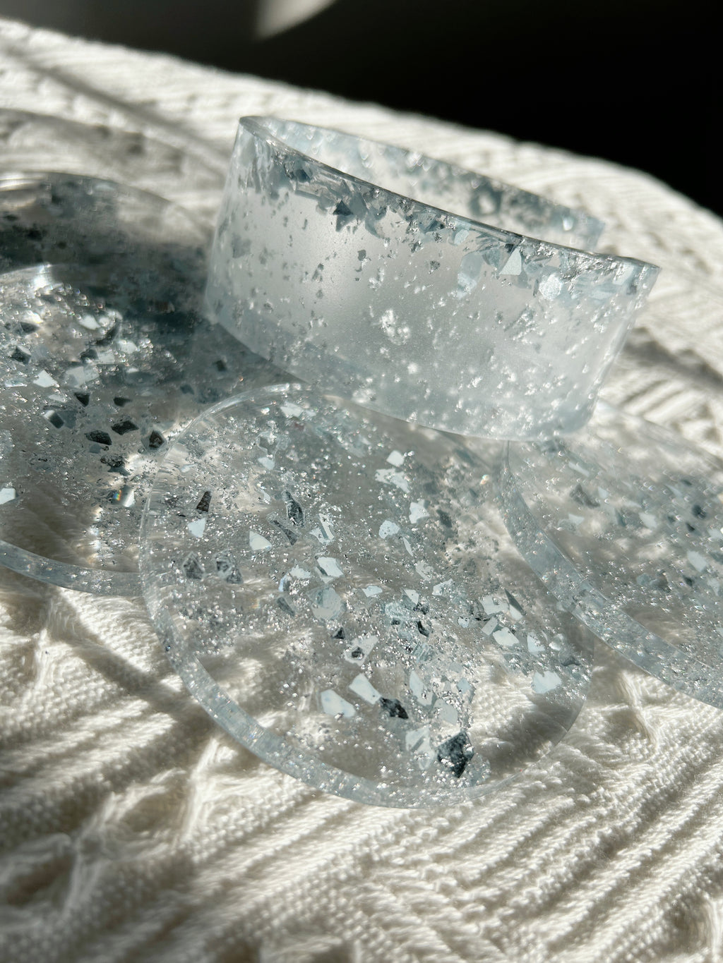 【Crystal Glow】Handmade Resin Coaster Set (set of 5)