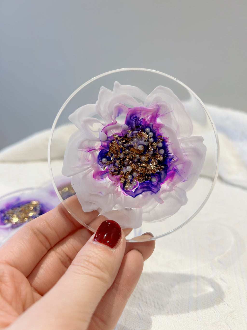 【Blooming Beauty】Handmade Resin Coaster Set (set of 5)