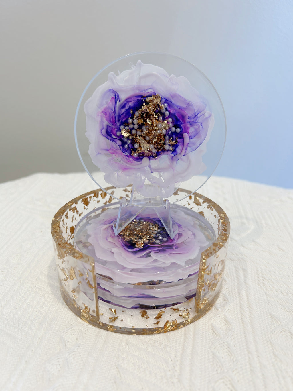 【Blooming Beauty】Handmade Resin Coaster Set (set of 5)