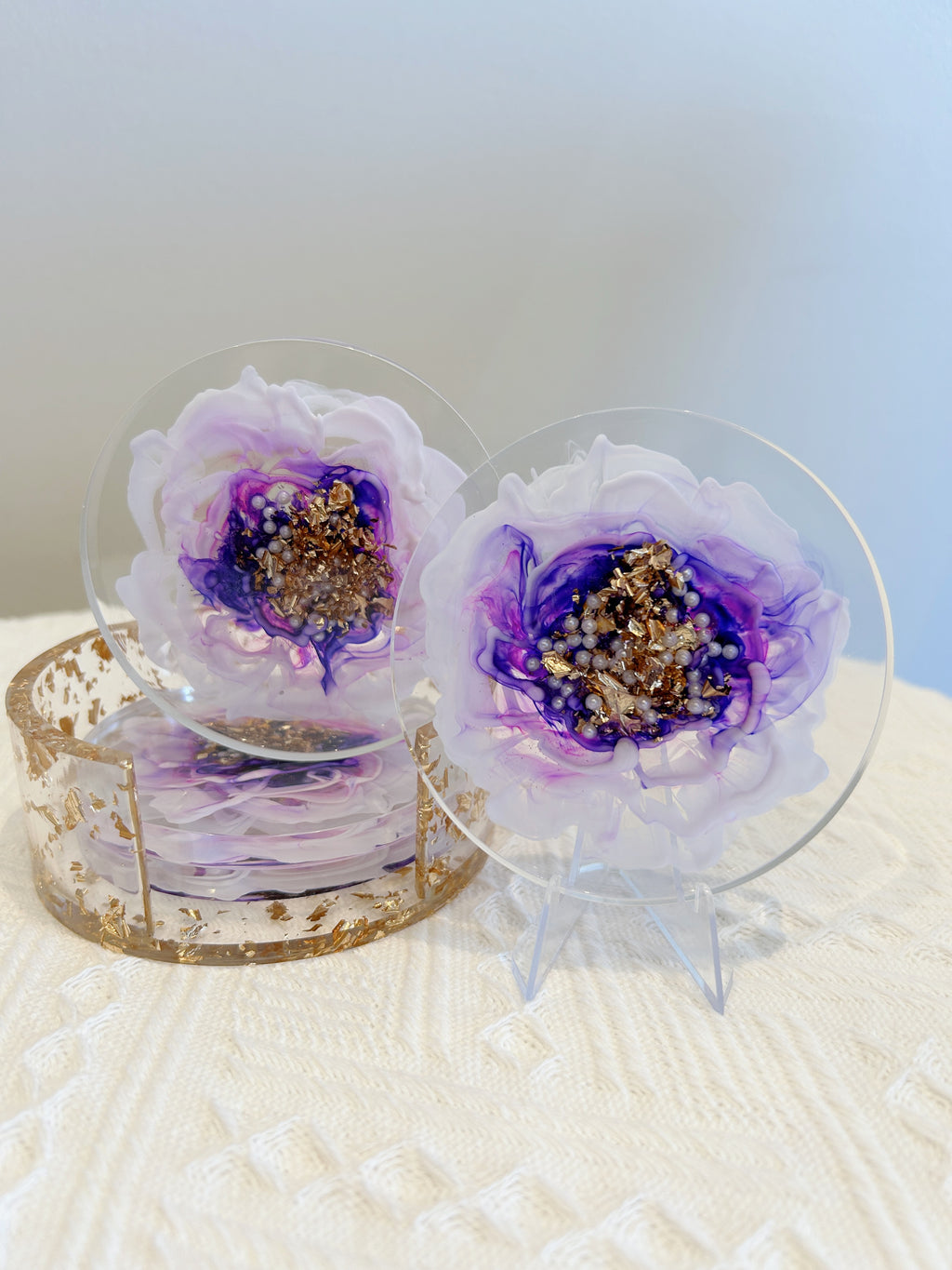【Blooming Beauty】Handmade Resin Coaster Set (set of 5)