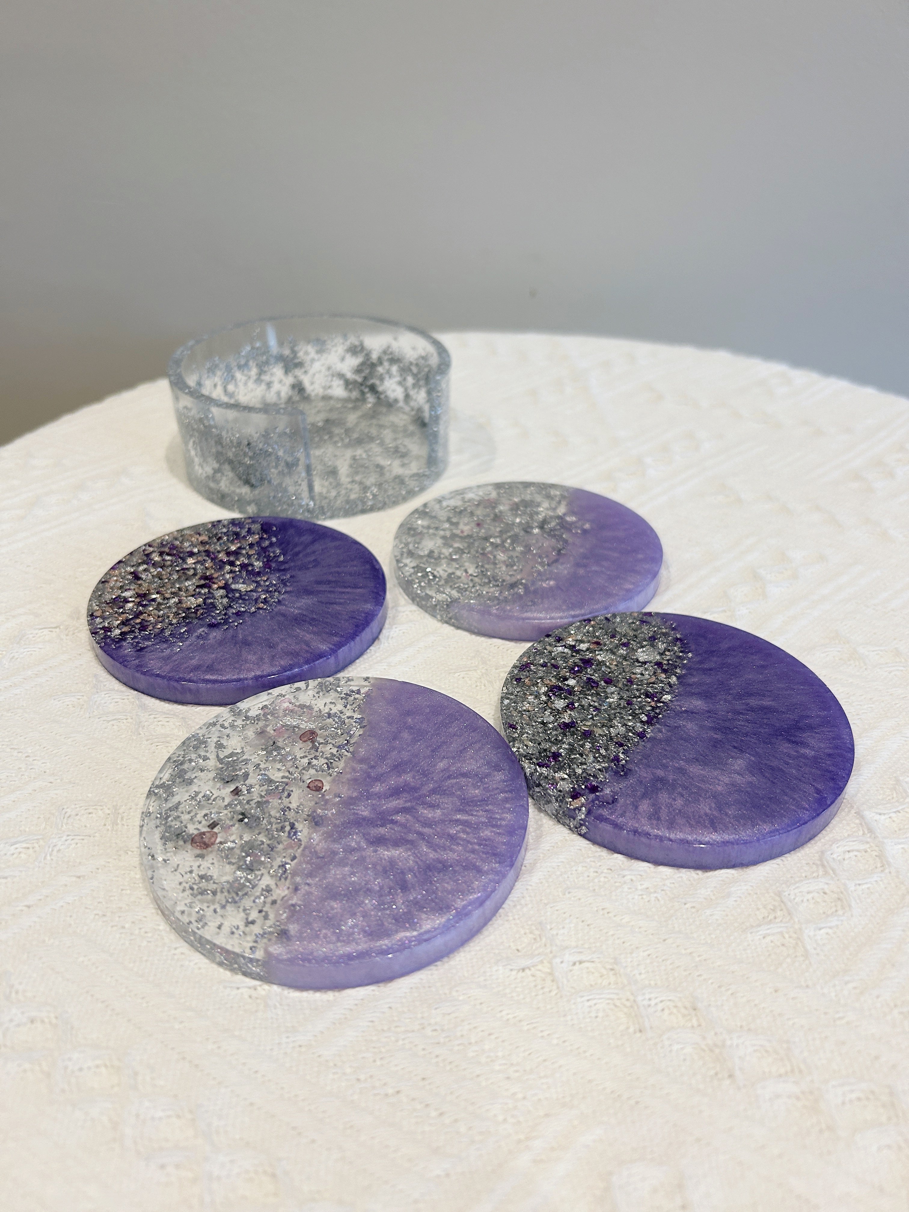 【Pearl Essence】Handmade Resin Coaster Set (set of 5)