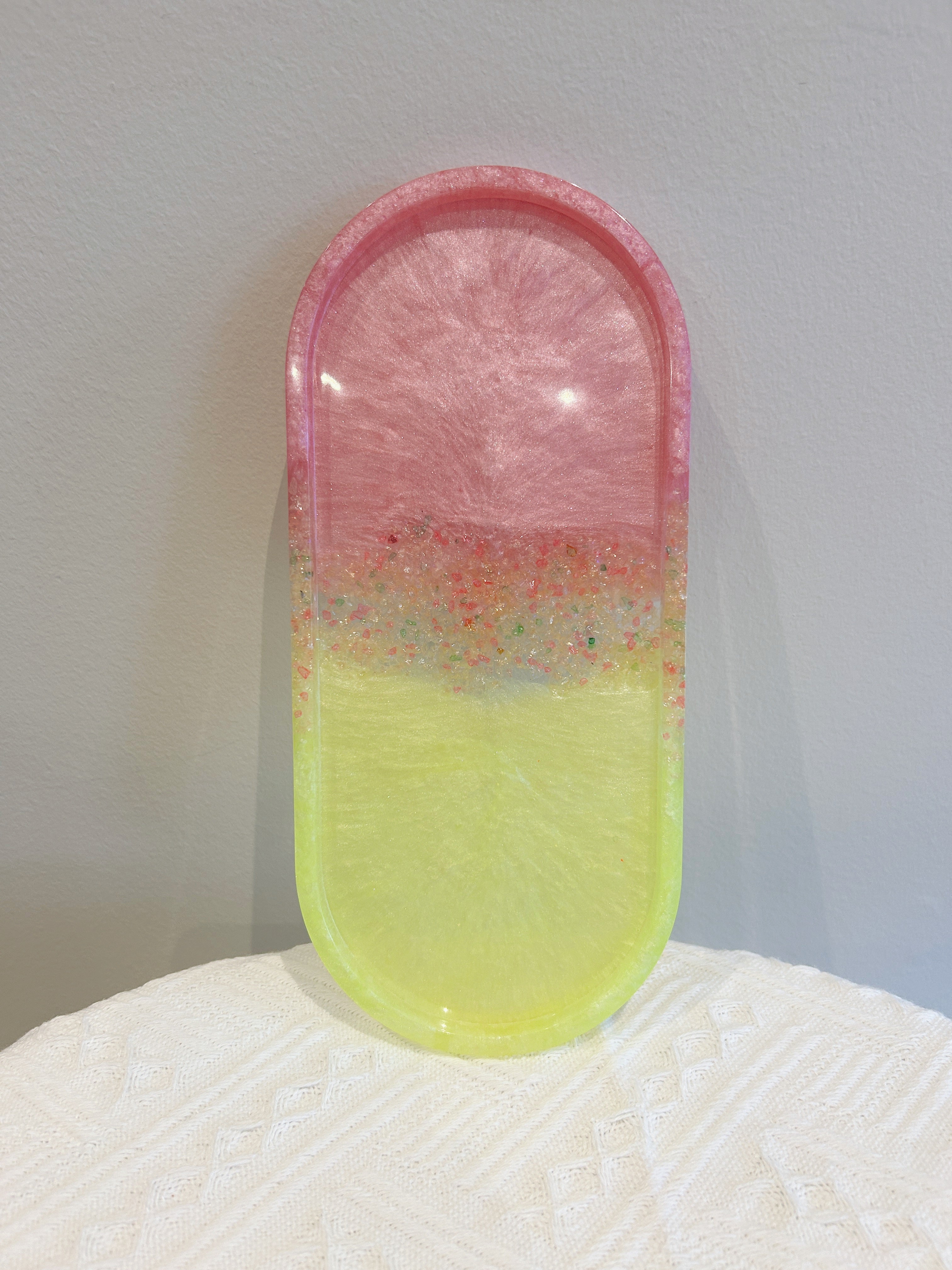 【Crystal Glow】Handmade Resin Coaster & Trinket Tray (3-piece set)