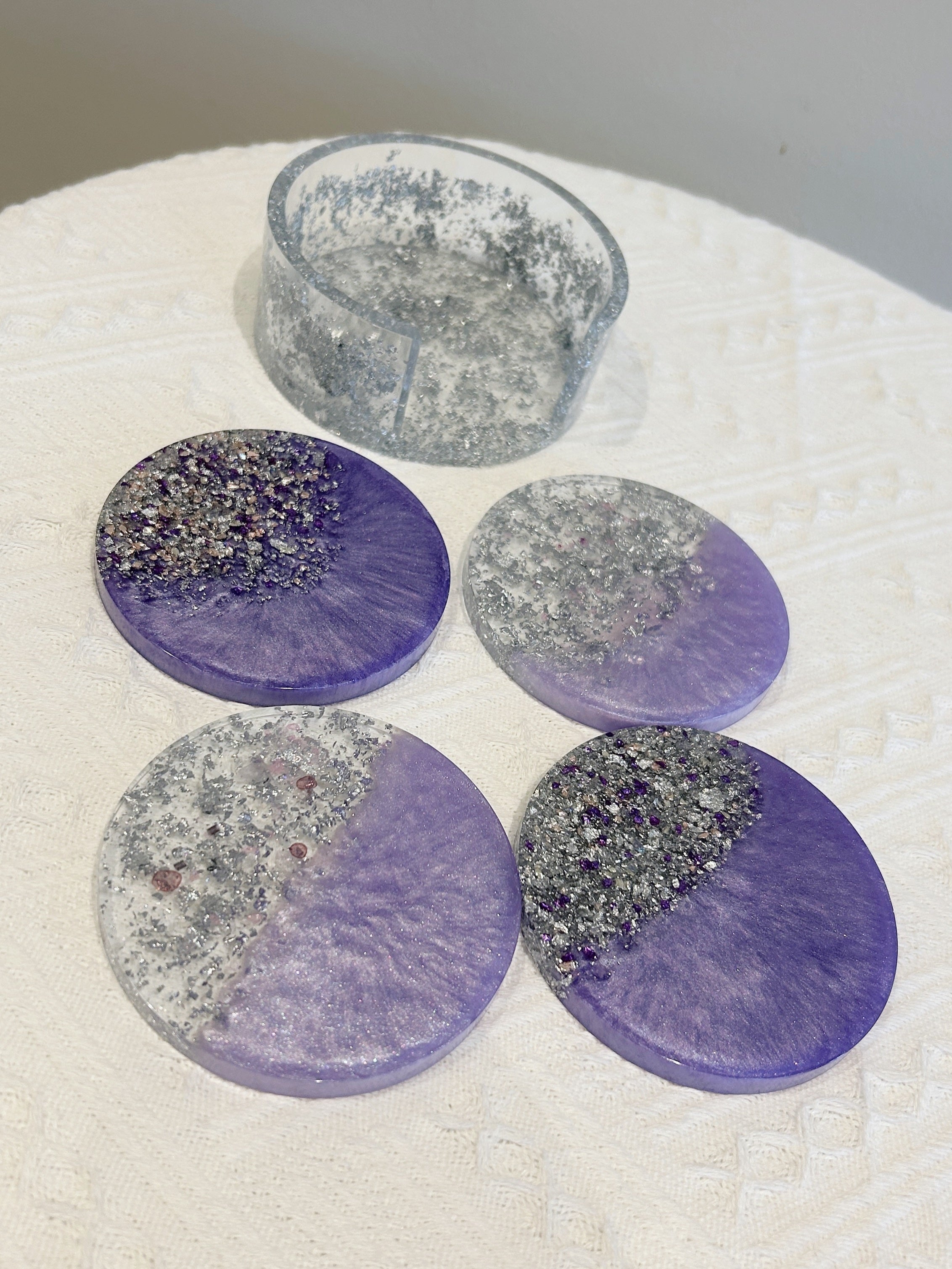 【Pearl Essence】Handmade Resin Coaster Set (set of 5)