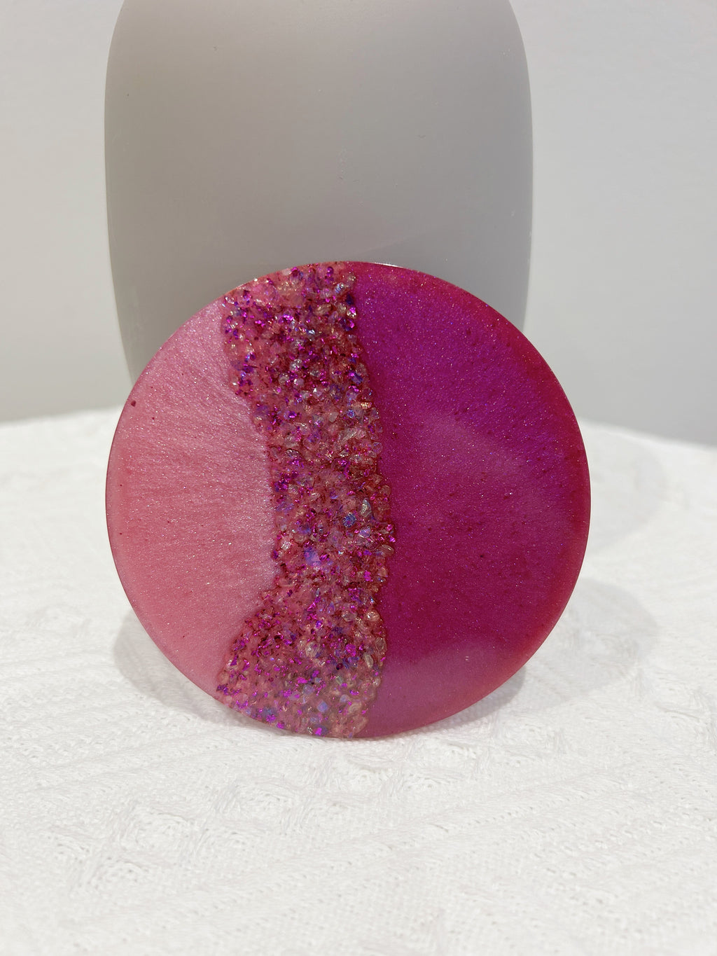 【Crystal Glow】Handmade Resin Coaster & Trinket Tray (2-piece set)