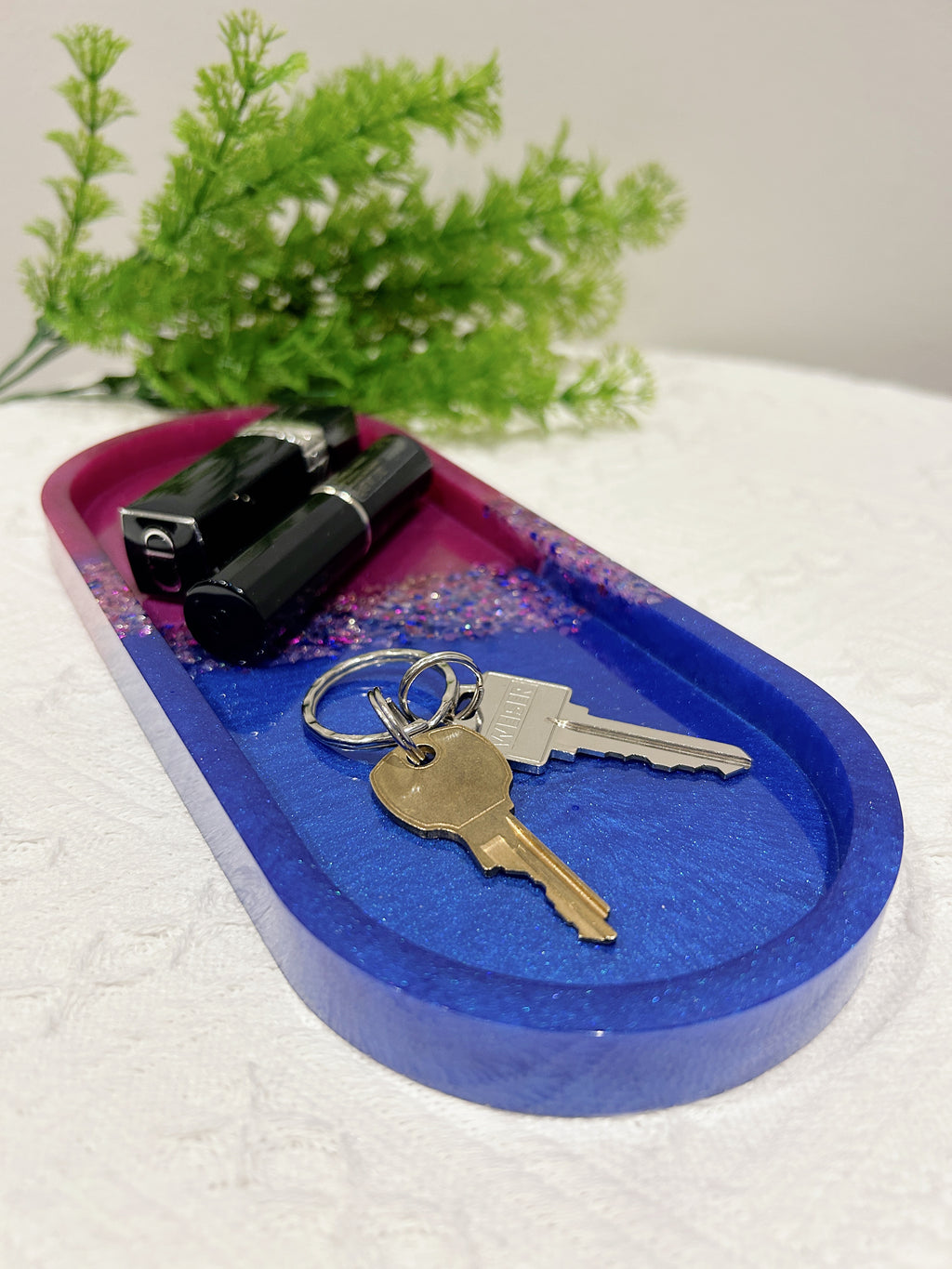 【Crystal Glow】Handmade Resin Coaster & Trinket Tray (3-piece set)