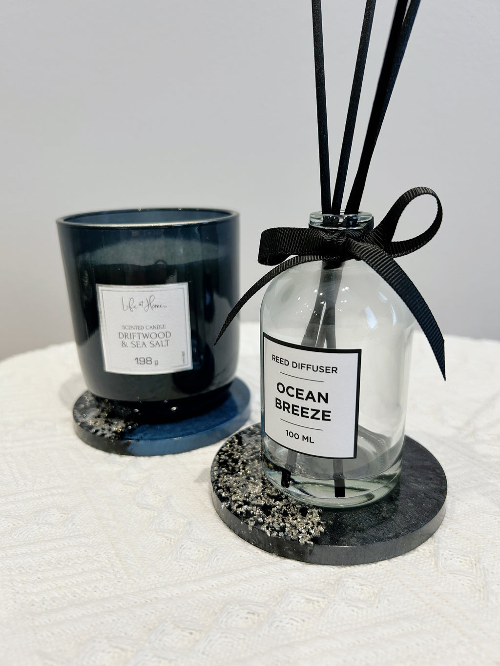 【Crystal Glow】Handmade Resin Coaster & Trinket Tray (3-piece set)