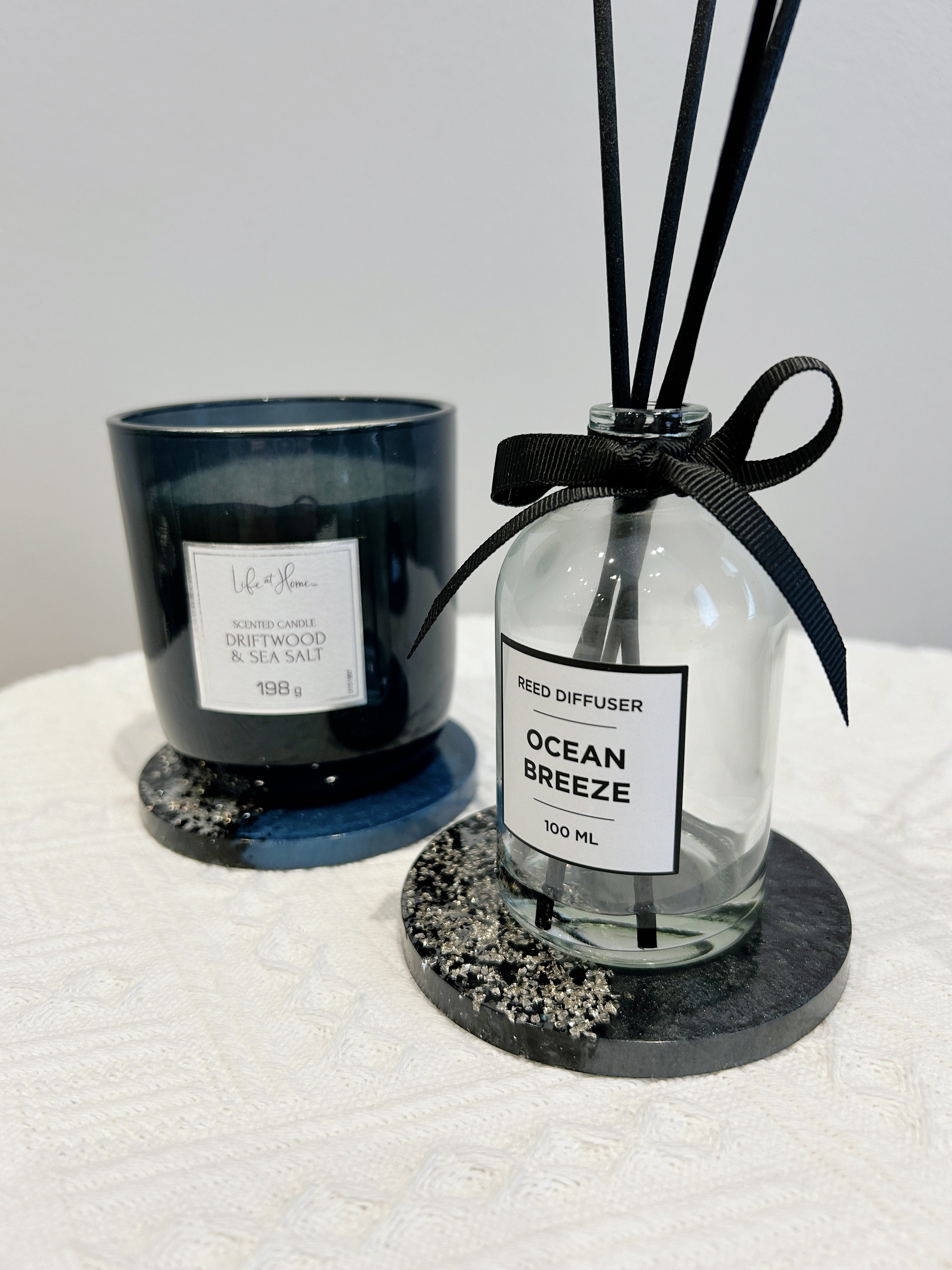 【Crystal Glow】Handmade Resin Coaster & Trinket Tray (3-piece set)