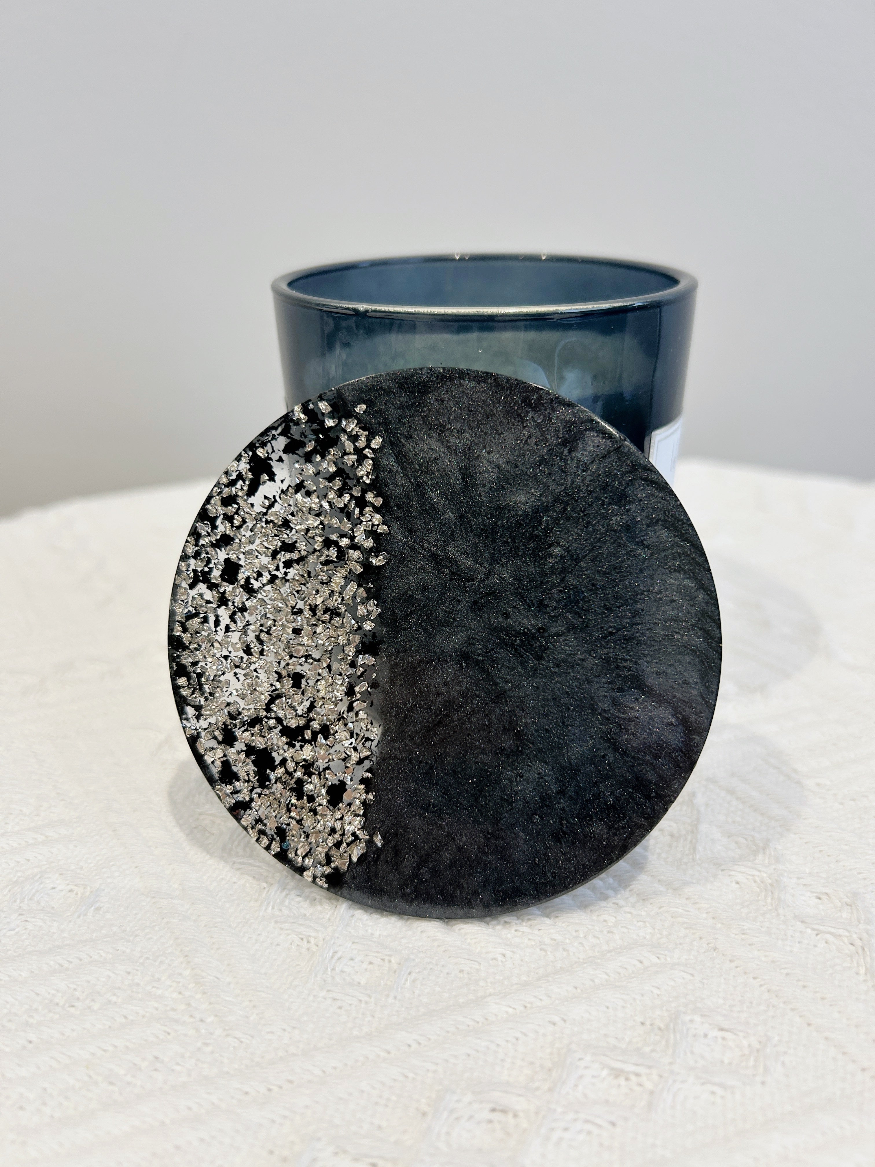 【Crystal Glow】Handmade Resin Coaster & Trinket Tray (3-piece set)