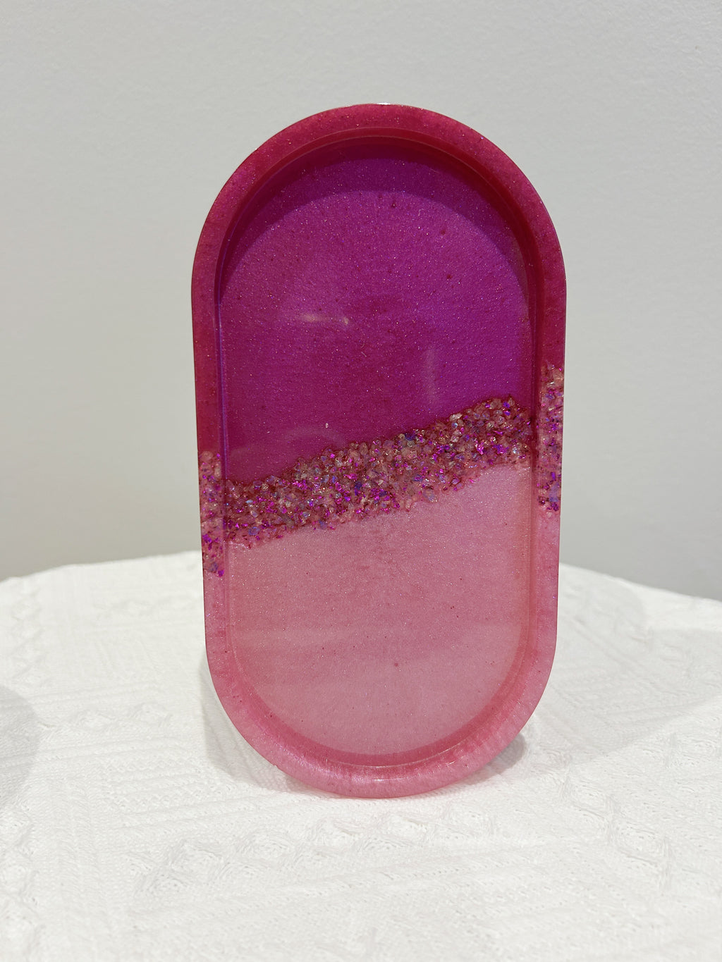 【Crystal Glow】Handmade Resin Coaster & Trinket Tray (2-piece set)