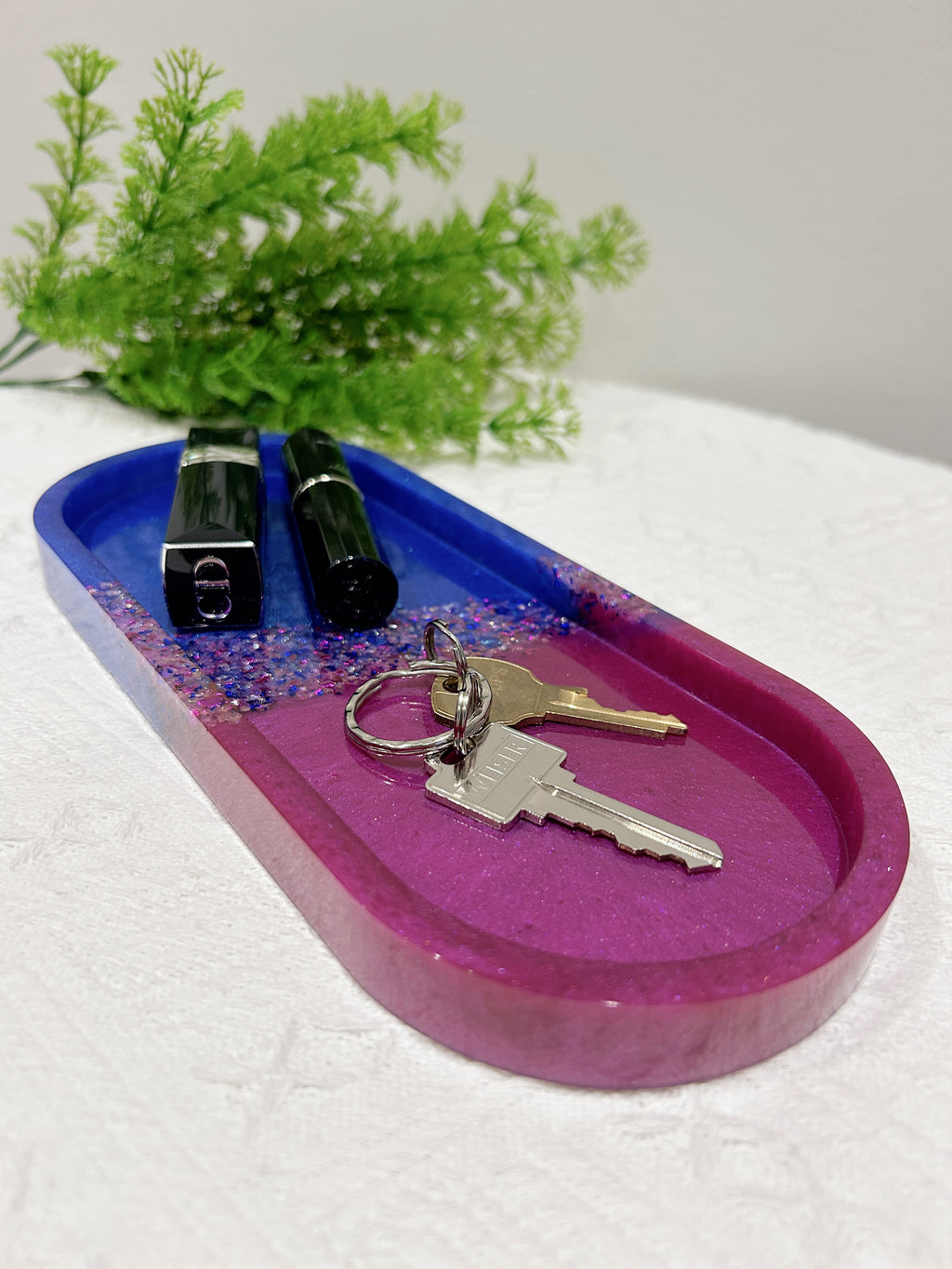【Crystal Glow】Handmade Resin Coaster & Trinket Tray (3-piece set)