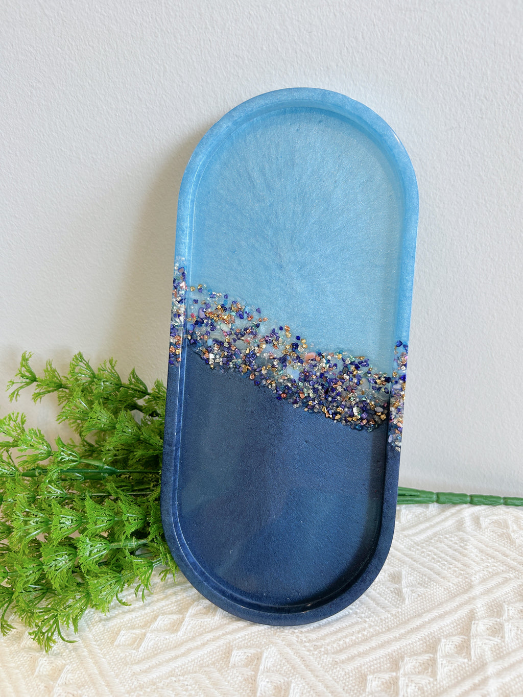 【Crystal Glow】Handmade Resin Coaster & Trinket Tray (3-piece set)