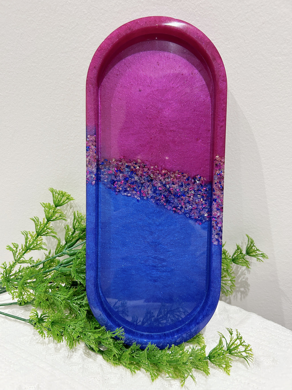 【Crystal Glow】Handmade Resin Coaster & Trinket Tray (3-piece set)