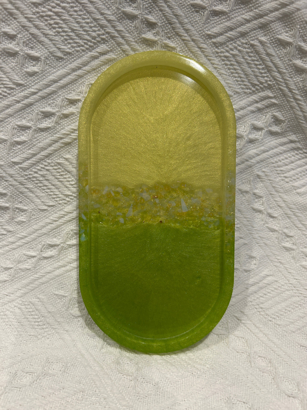 【Crystal Glow】Handmade Resin Coaster & Trinket Tray (2-piece set)