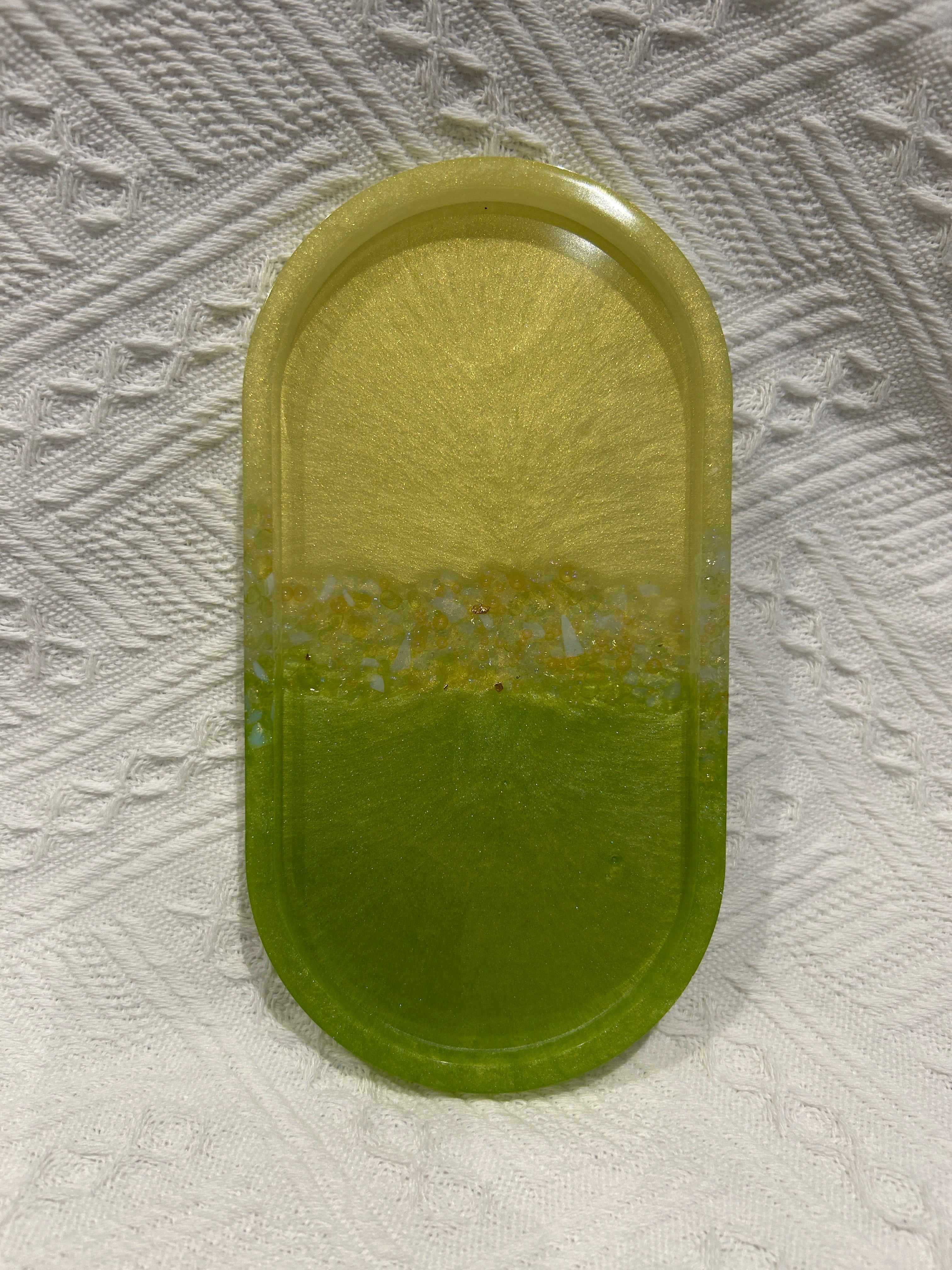 【Crystal Glow】Handmade Resin Coaster & Trinket Tray (2-piece set)