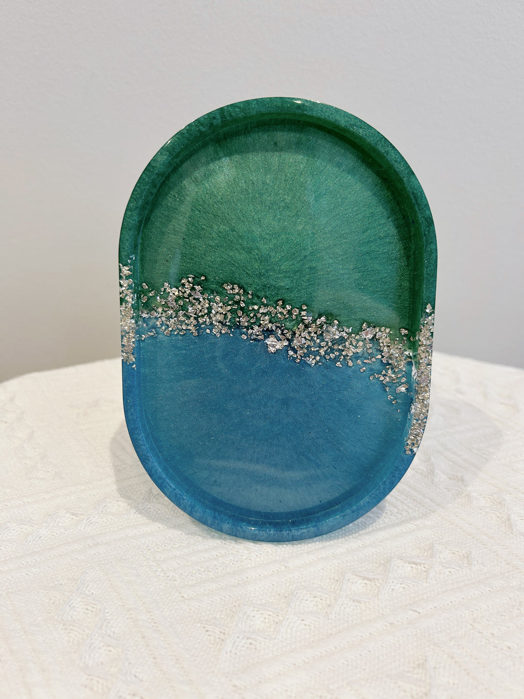【Crystal Glow】Handmade Resin Coaster & Trinket Tray (3-piece set)