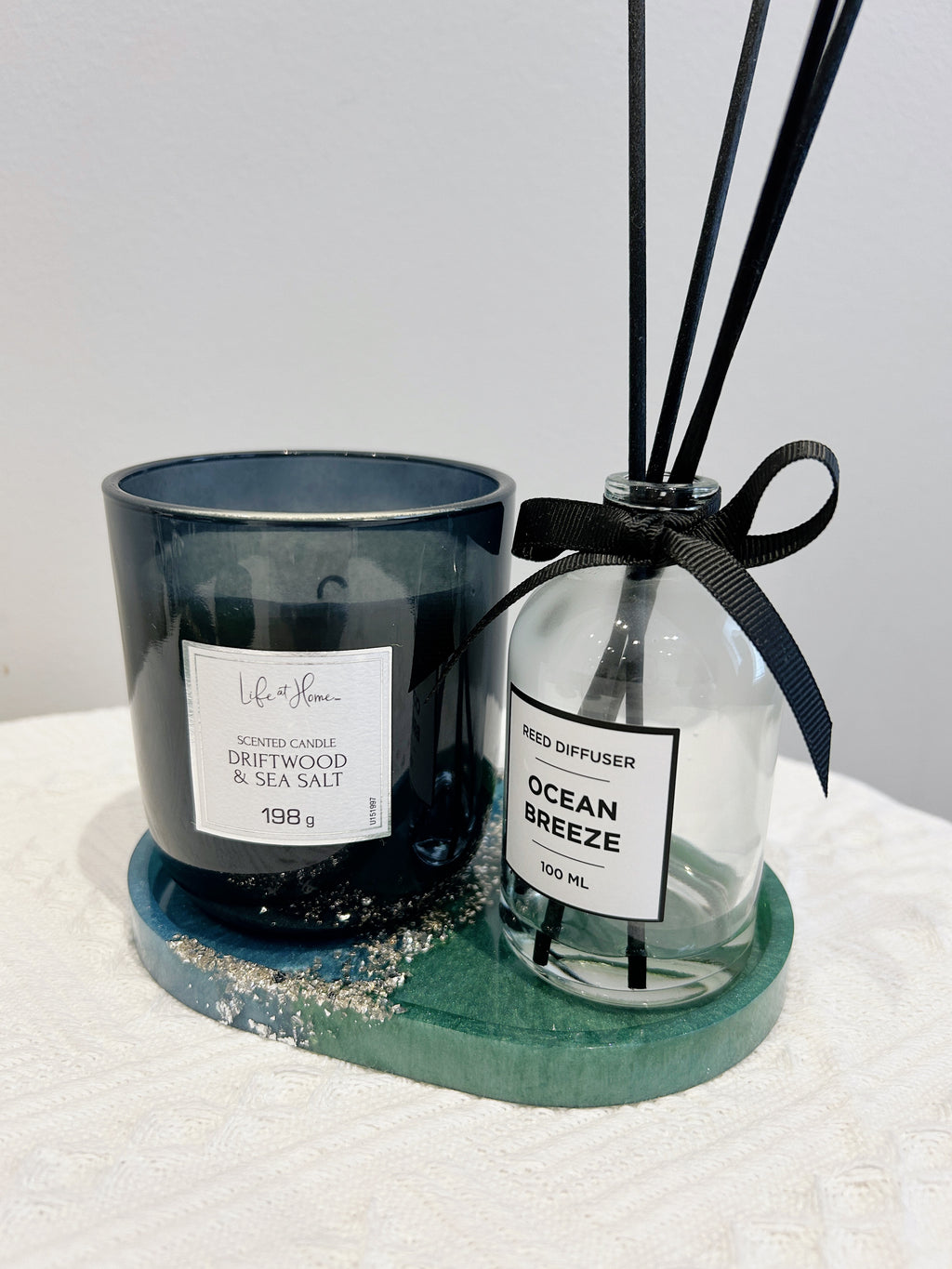 【Crystal Glow】Handmade Resin Coaster & Trinket Tray (3-piece set)