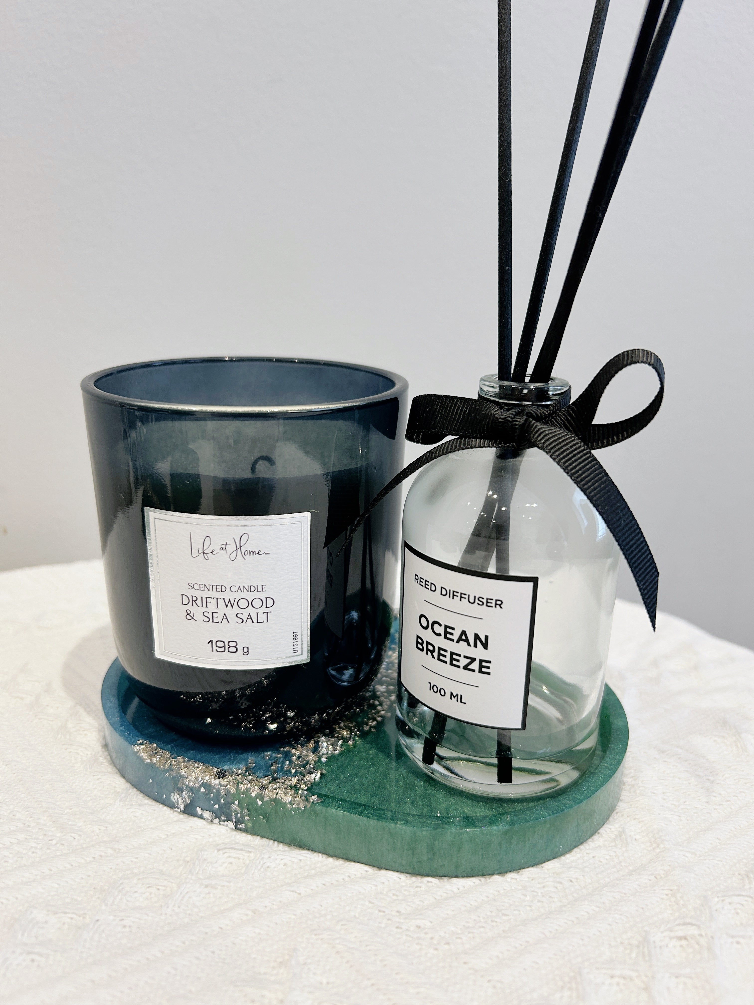 【Crystal Glow】Handmade Resin Coaster & Trinket Tray (3-piece set)