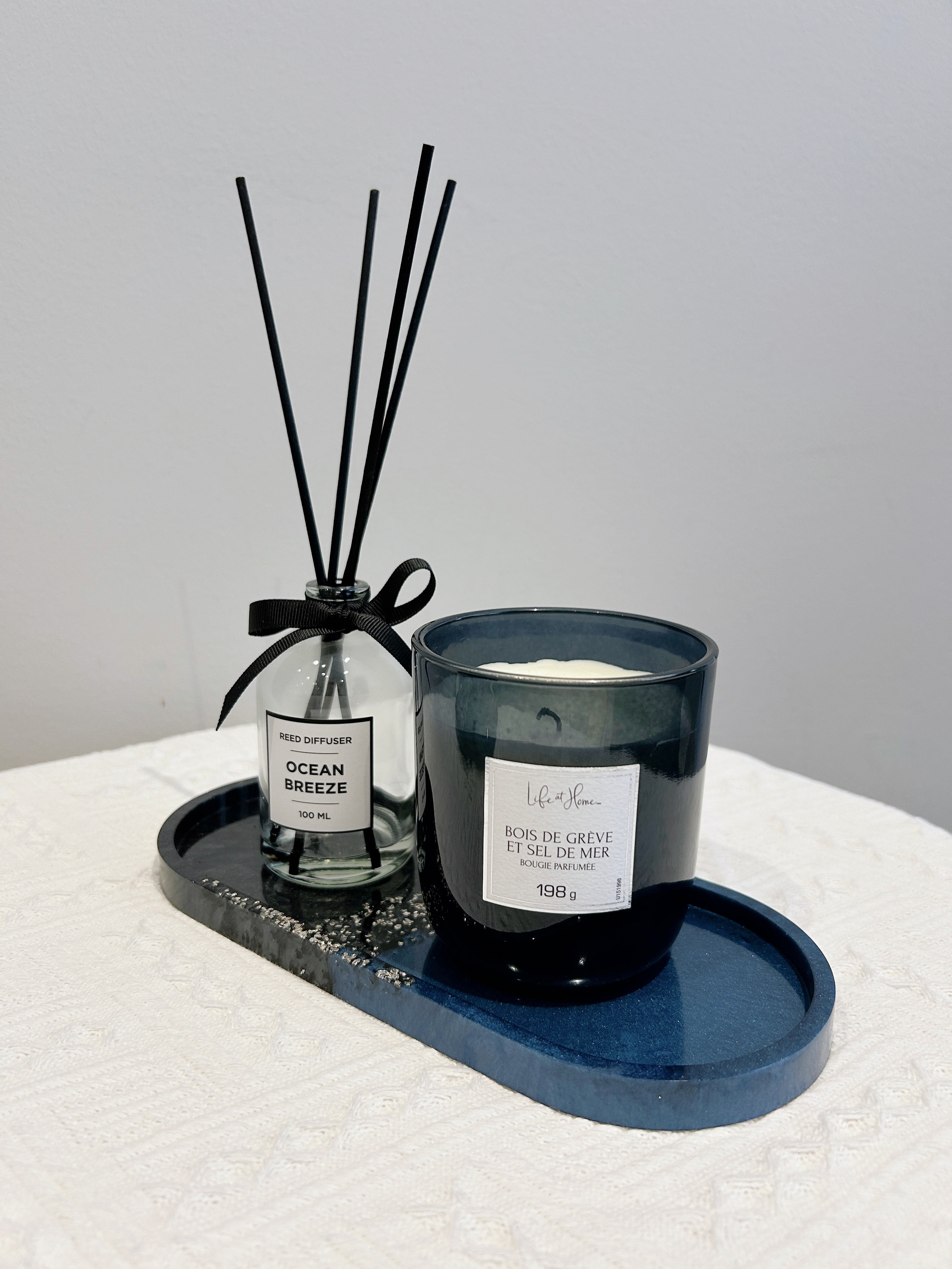 【Crystal Glow】Handmade Resin Coaster & Trinket Tray (3-piece set)