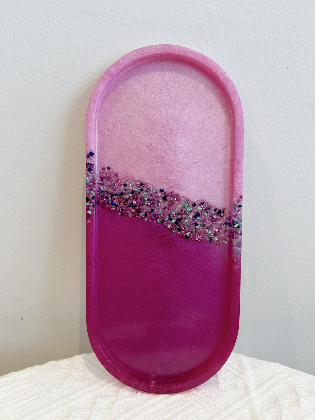 【Crystal Glow】Handmade Resin Coaster & Trinket Tray (3-piece set)