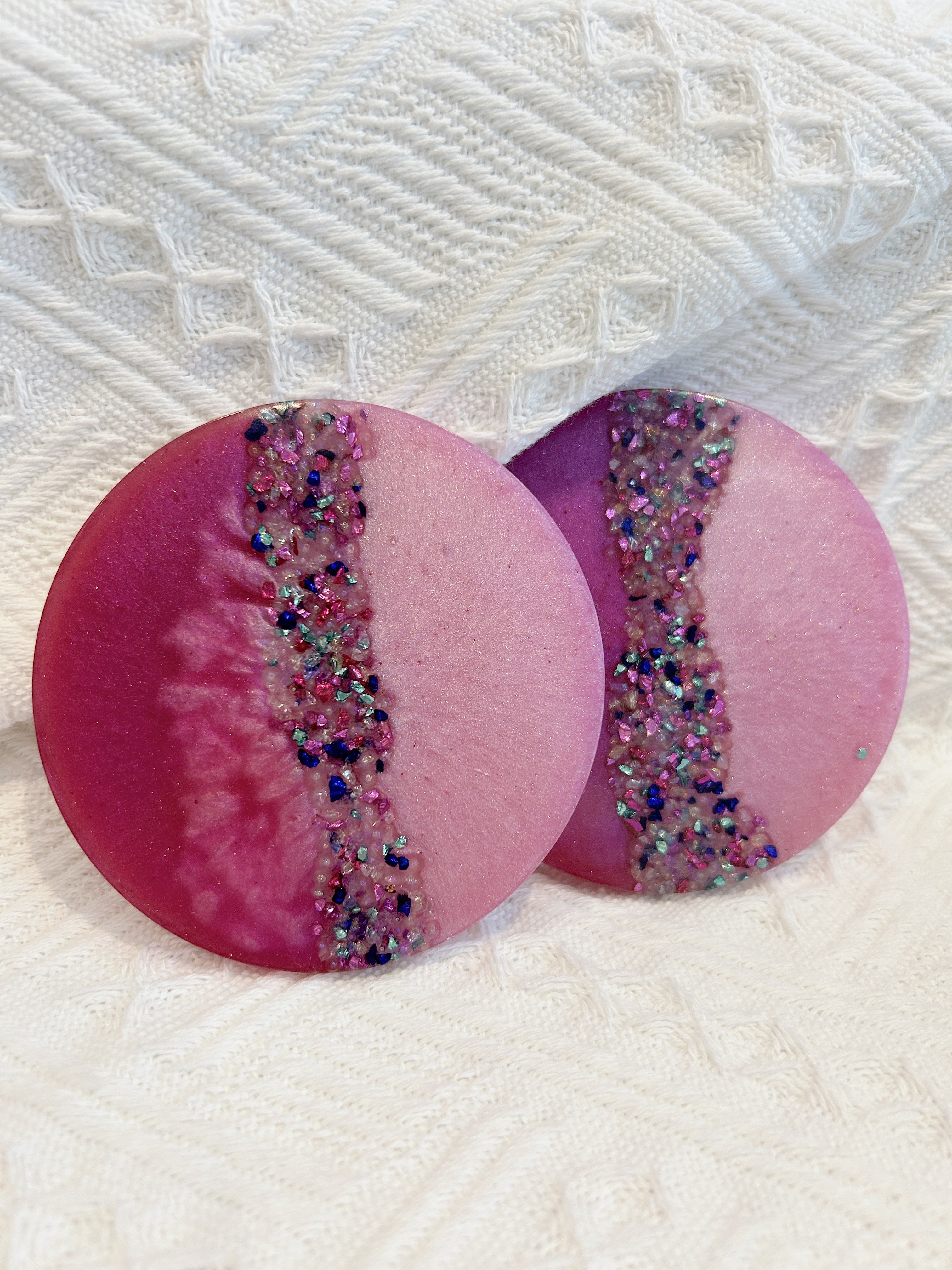 【Crystal Glow】Handmade Resin Coaster & Trinket Tray (3-piece set)