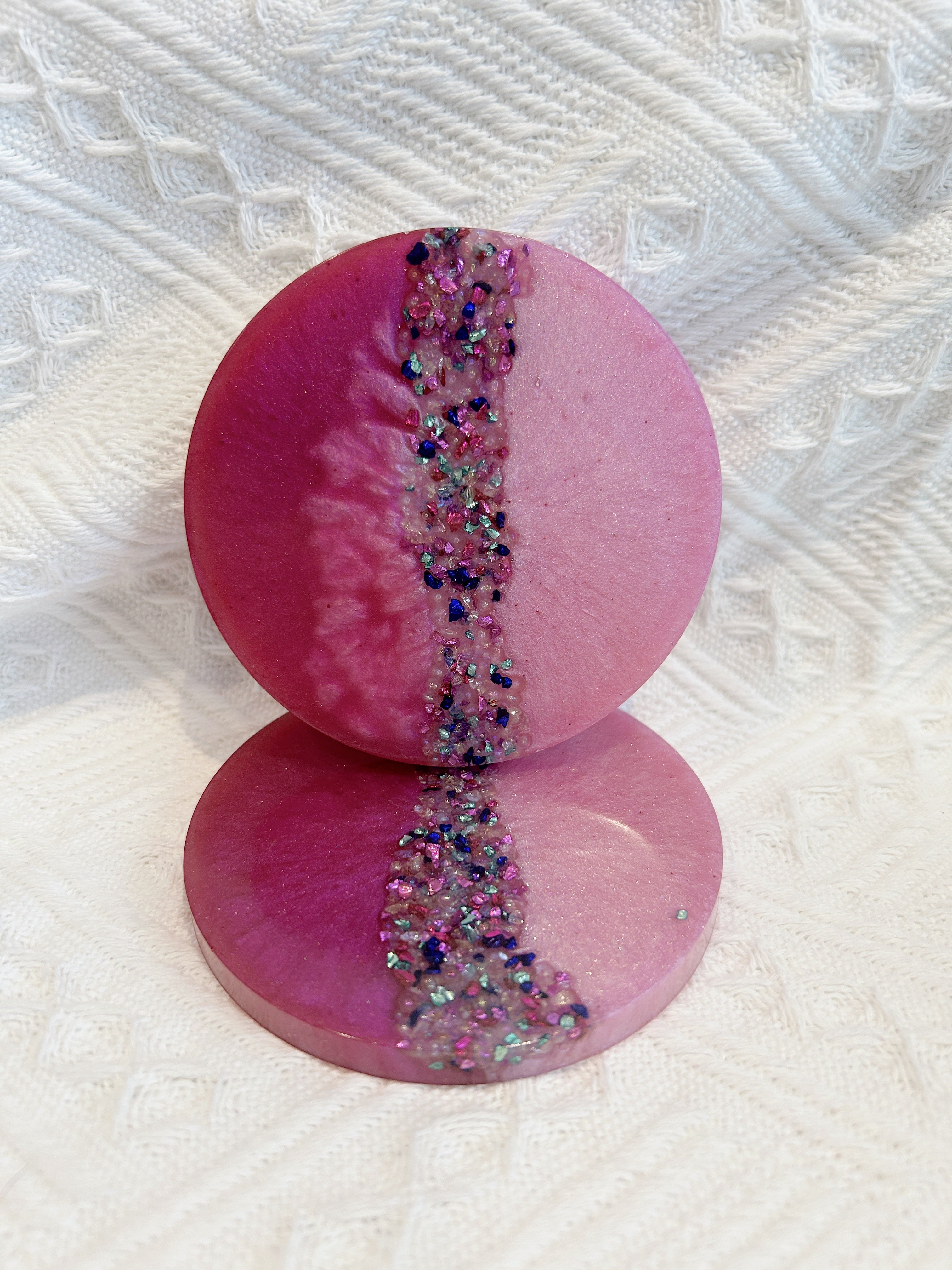 【Crystal Glow】Handmade Resin Coaster & Trinket Tray (3-piece set)