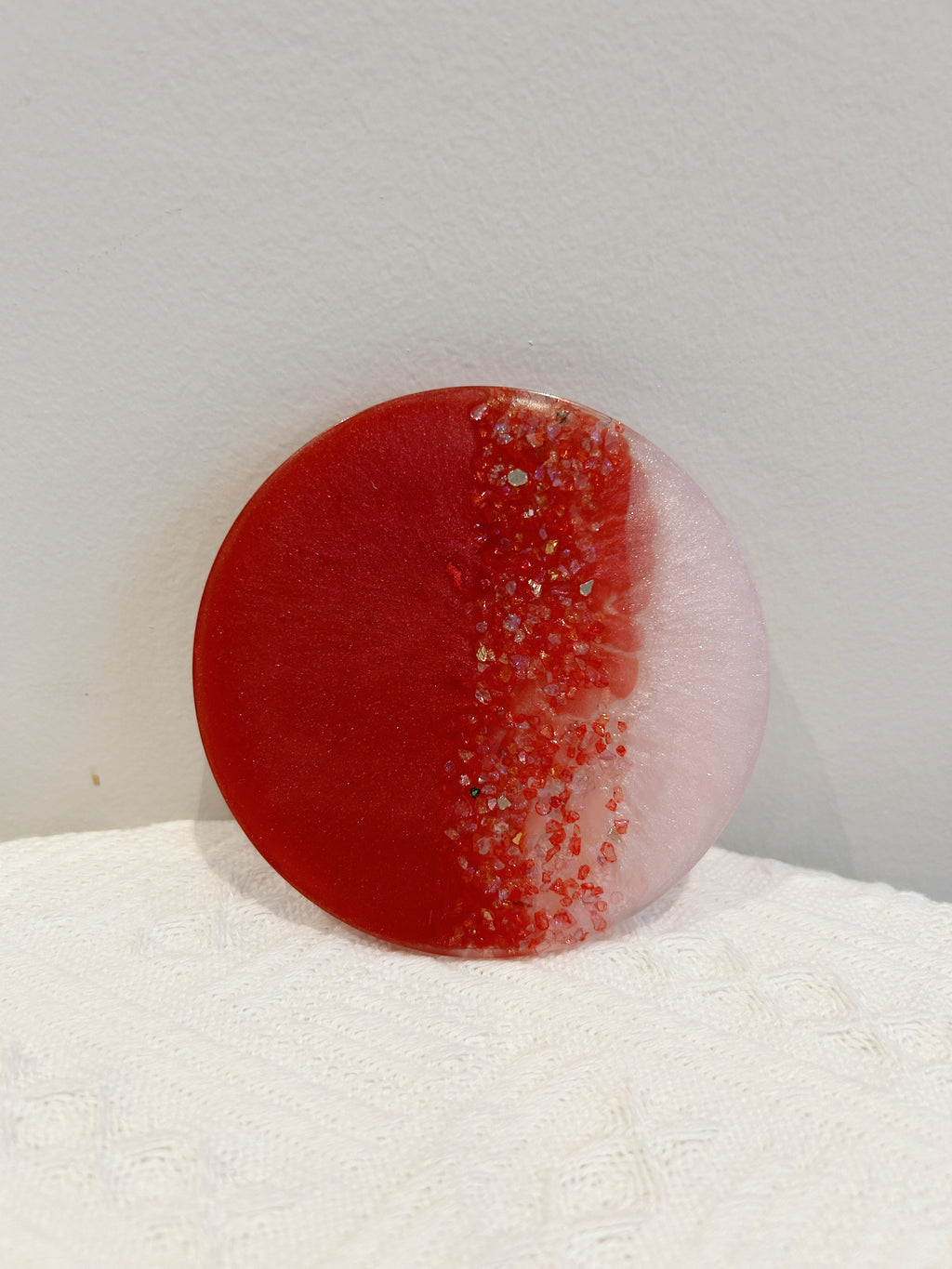 【Crystal Glow】Handmade Resin Coaster & Trinket Tray (2-piece set)