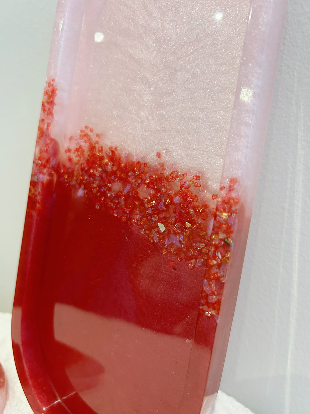 【Crystal Glow】Handmade Resin Coaster & Trinket Tray (2-piece set)