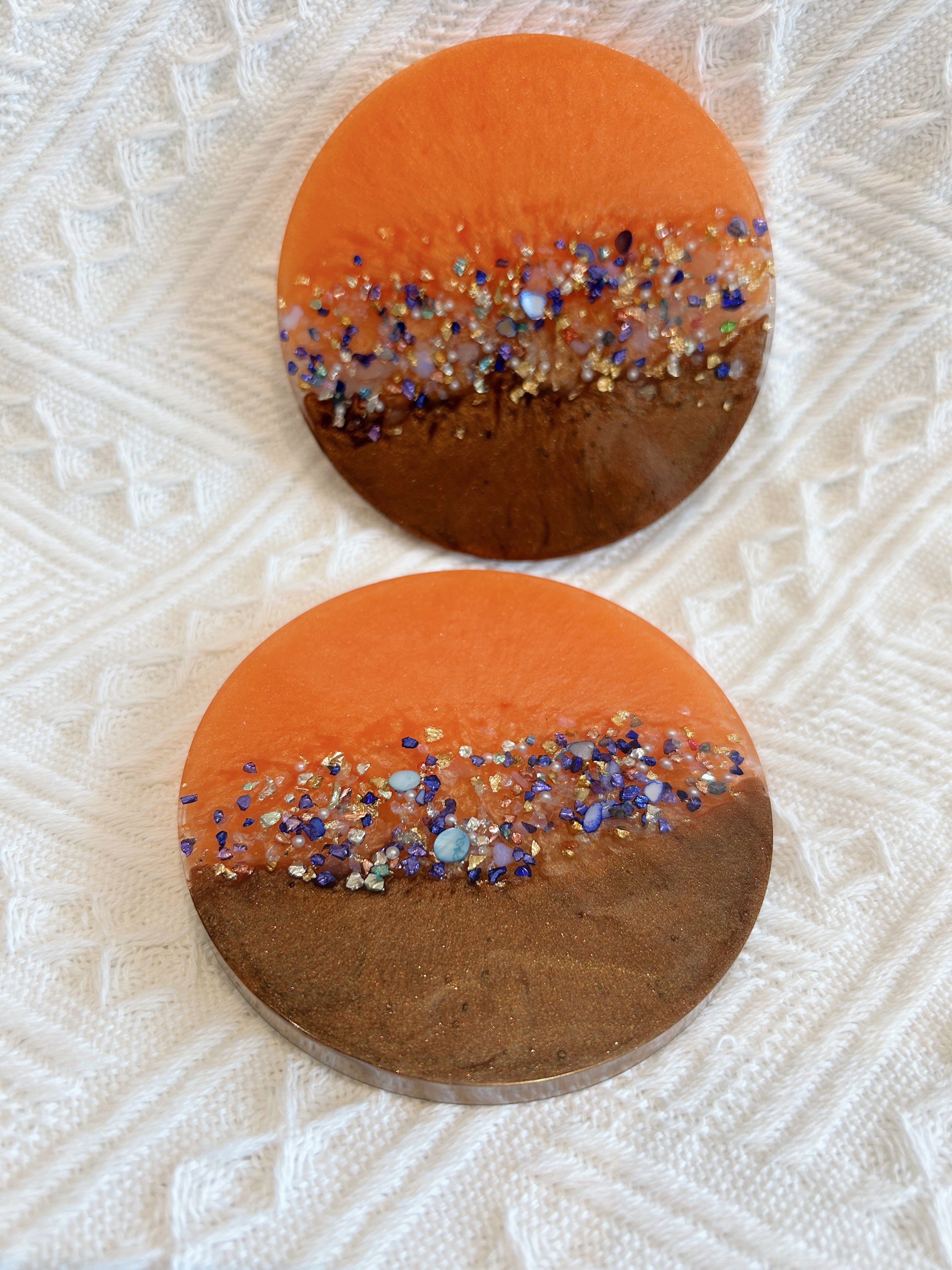 【Crystal Glow】Handmade Resin Coasters (pair)