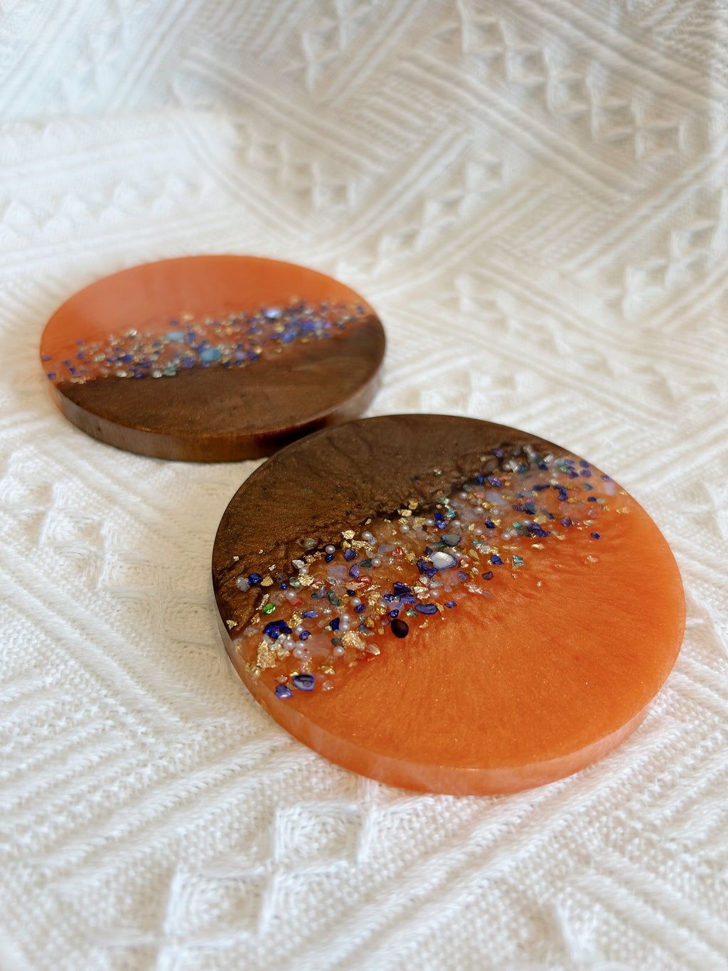 【Crystal Glow】Handmade Resin Coasters (pair)