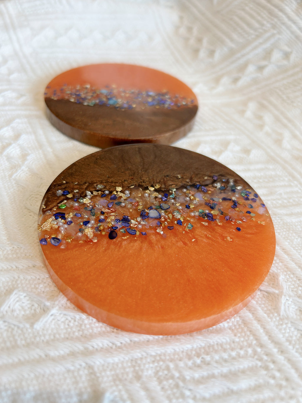【Crystal Glow】Handmade Resin Coasters (pair)