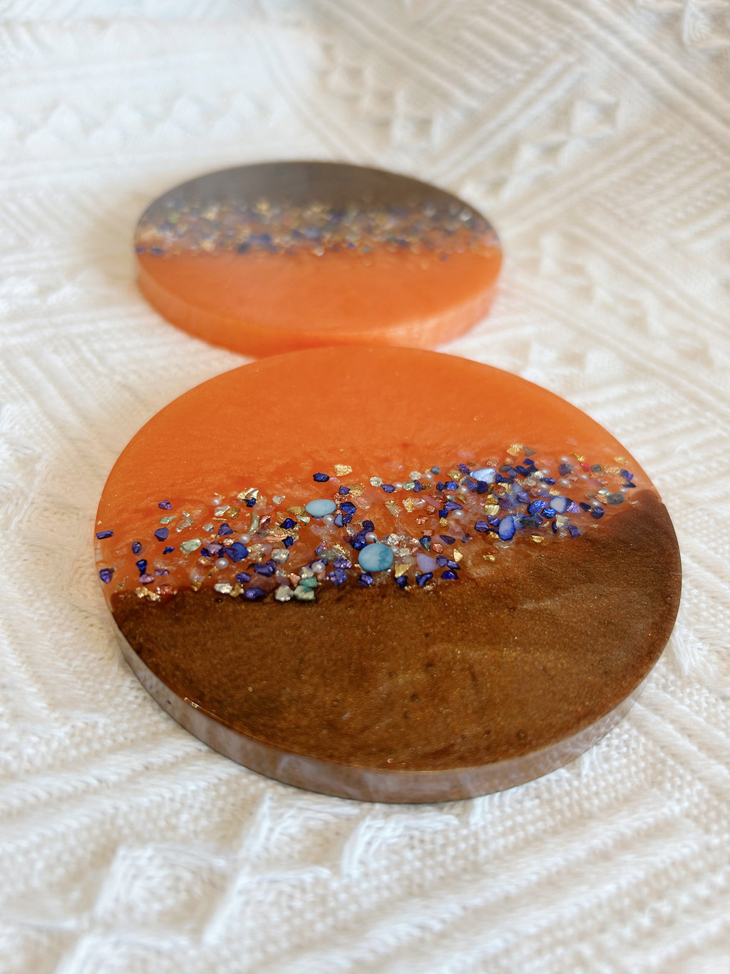 【Crystal Glow】Handmade Resin Coasters (pair)