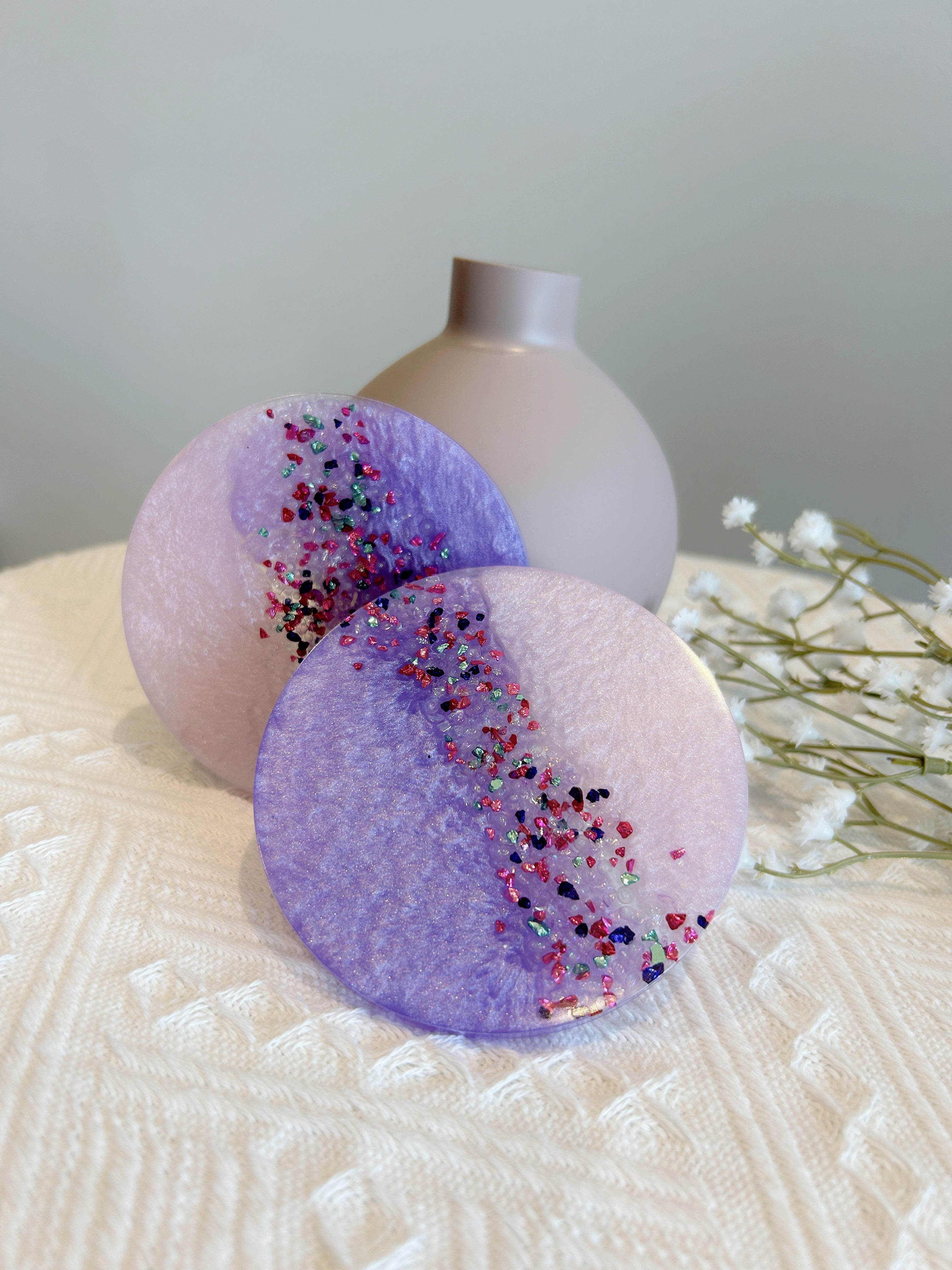 【Crystal Glow】Handmade Resin Coasters (pair)
