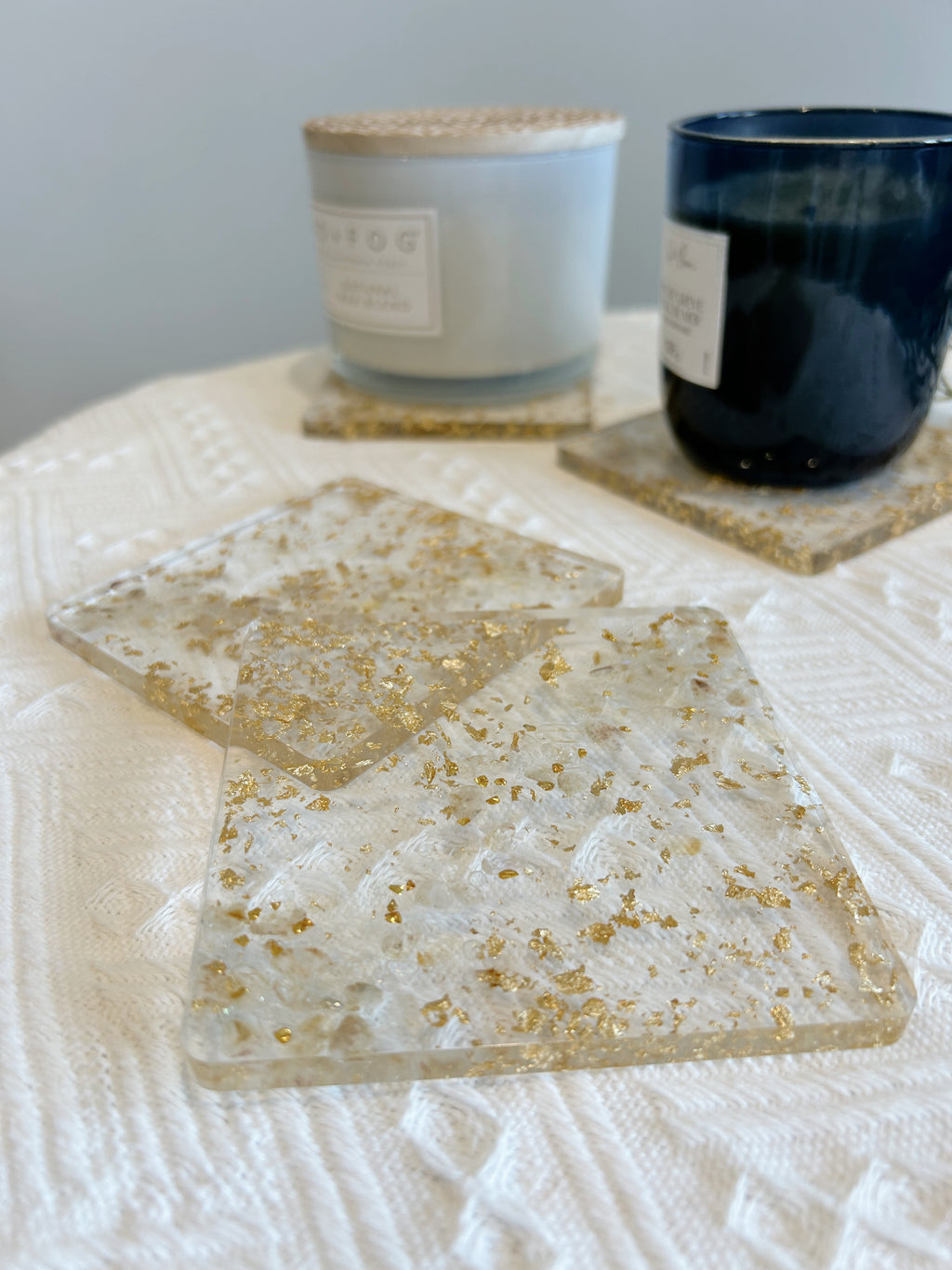 【Golden Elegance】Handmade Resin Coasters (set of 4)