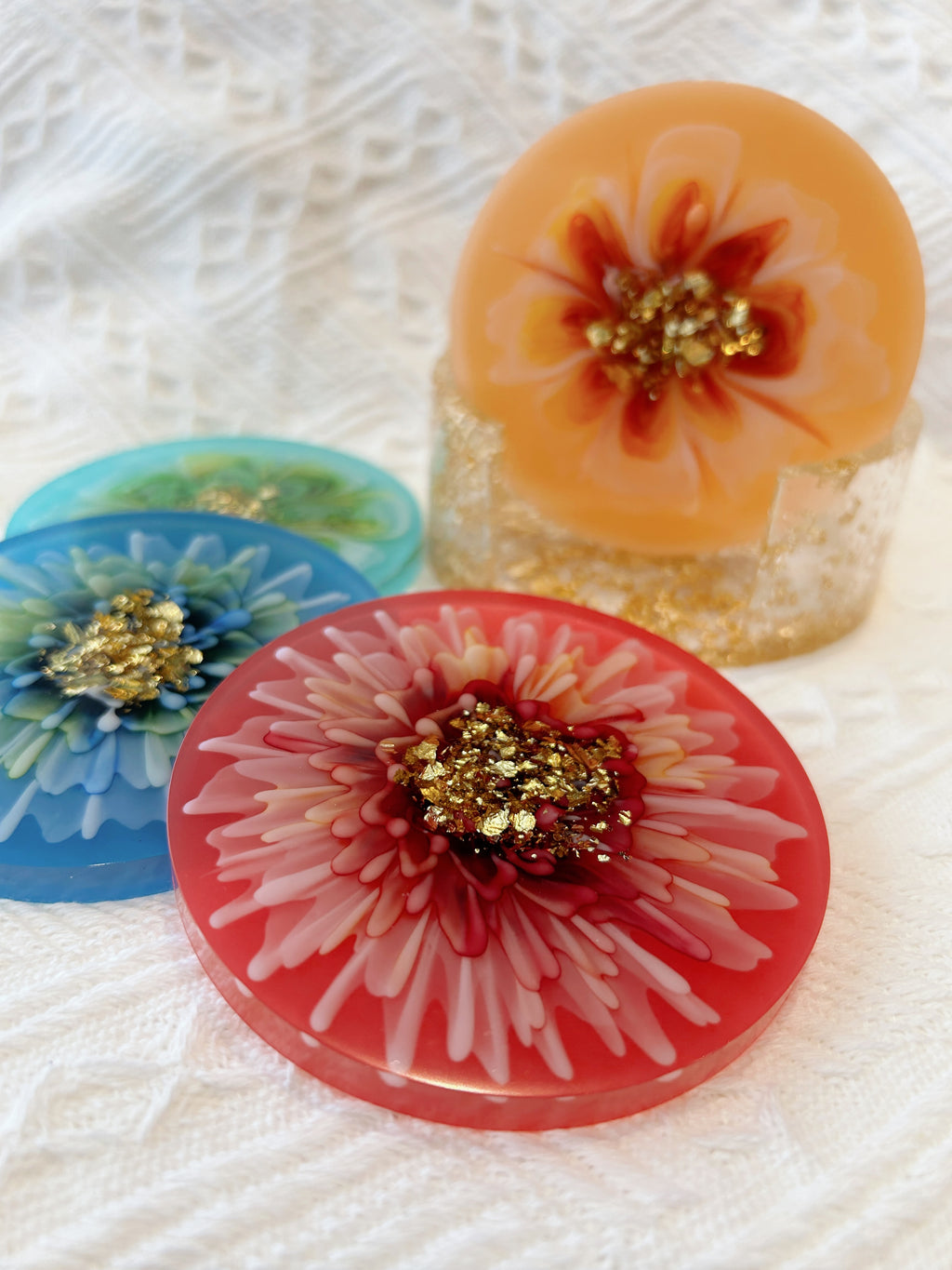 【Blooming Beauty】Handmade Resin Coaster Set (set of 5)