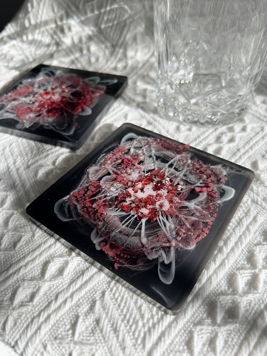 【Blooming Beauty】Handmade Resin Coasters (pair)