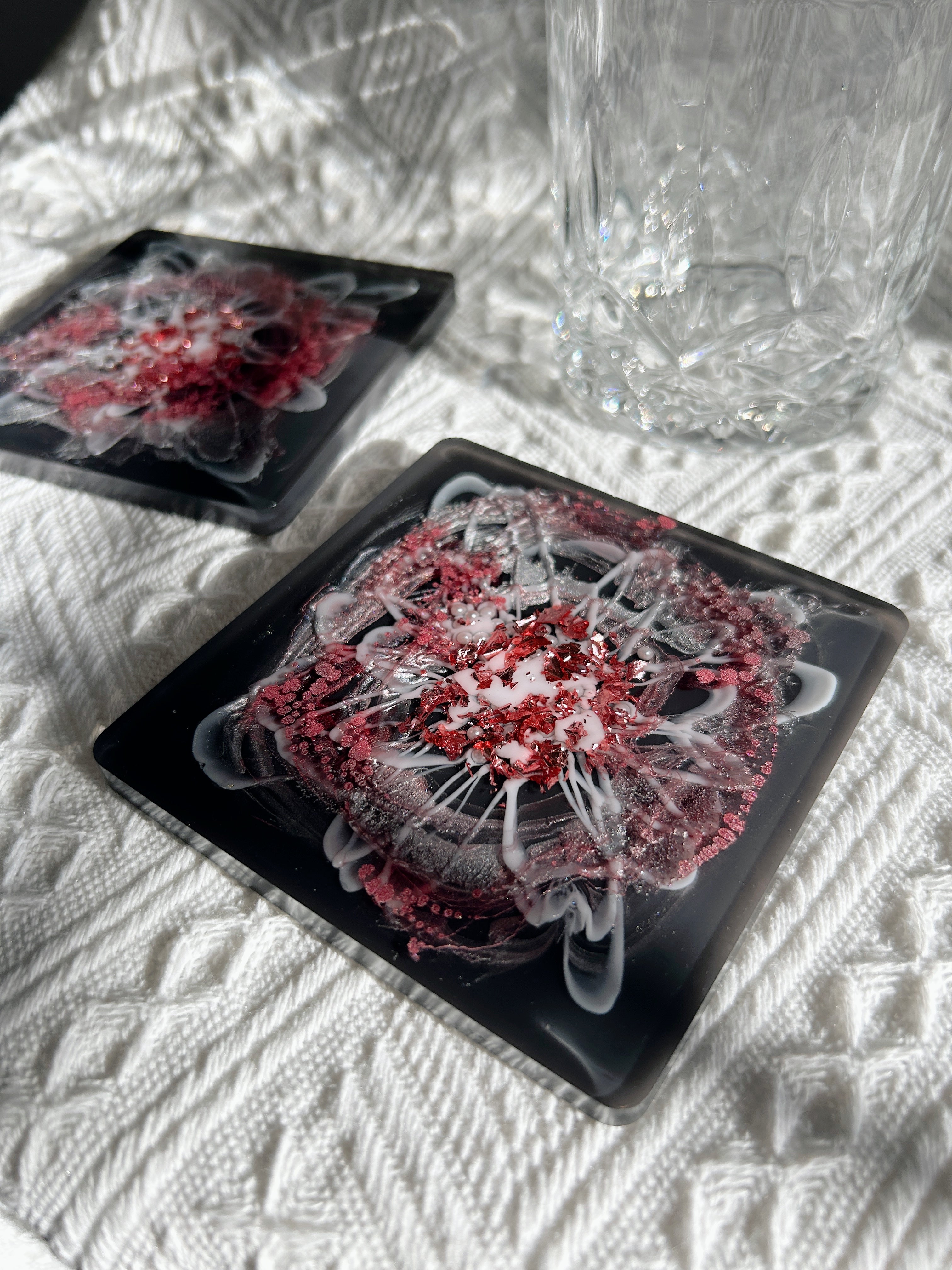 【Blooming Beauty】Handmade Resin Coasters (pair)