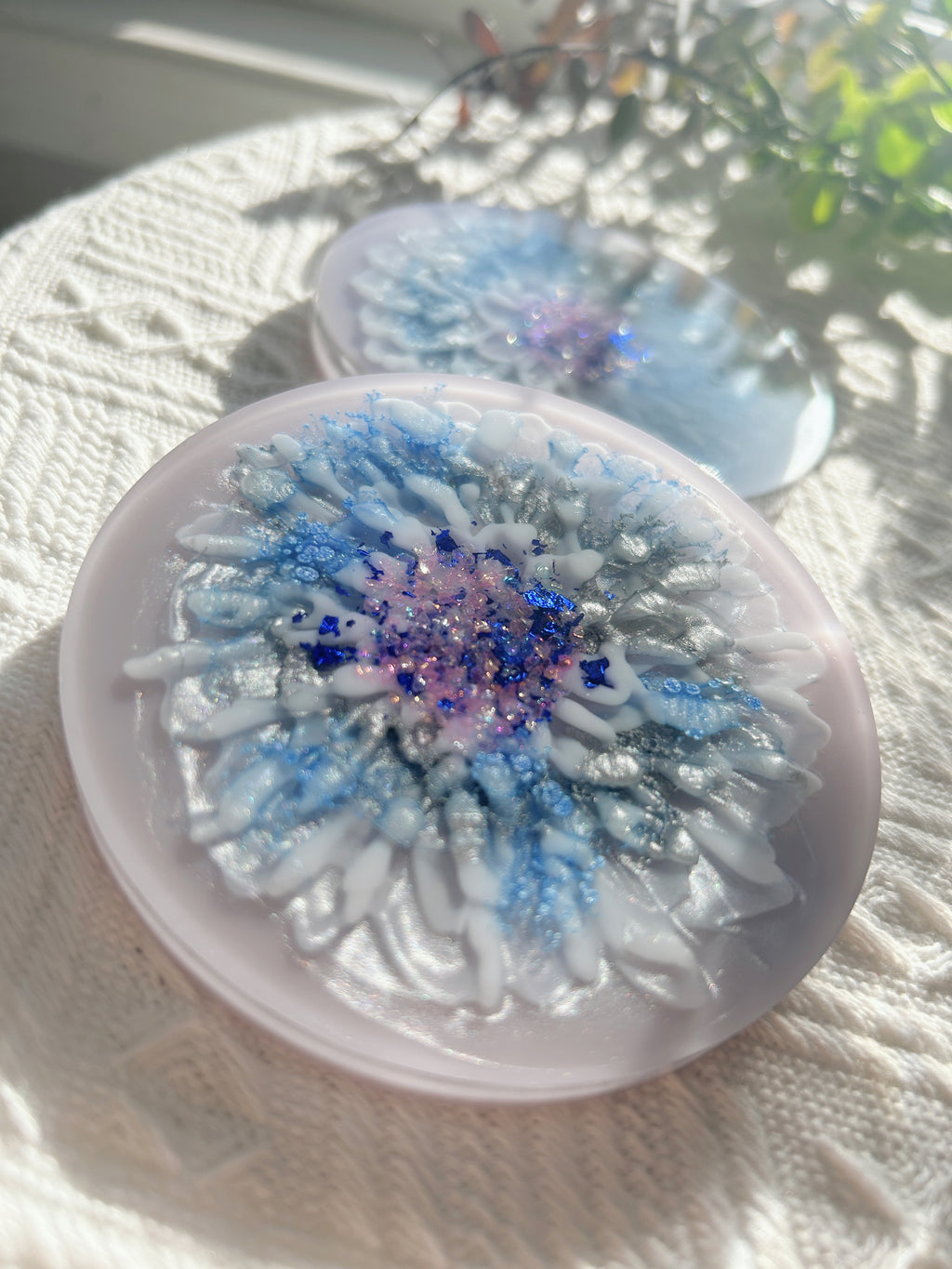 【Blooming Beauty】Handmade Resin Coasters (pair)
