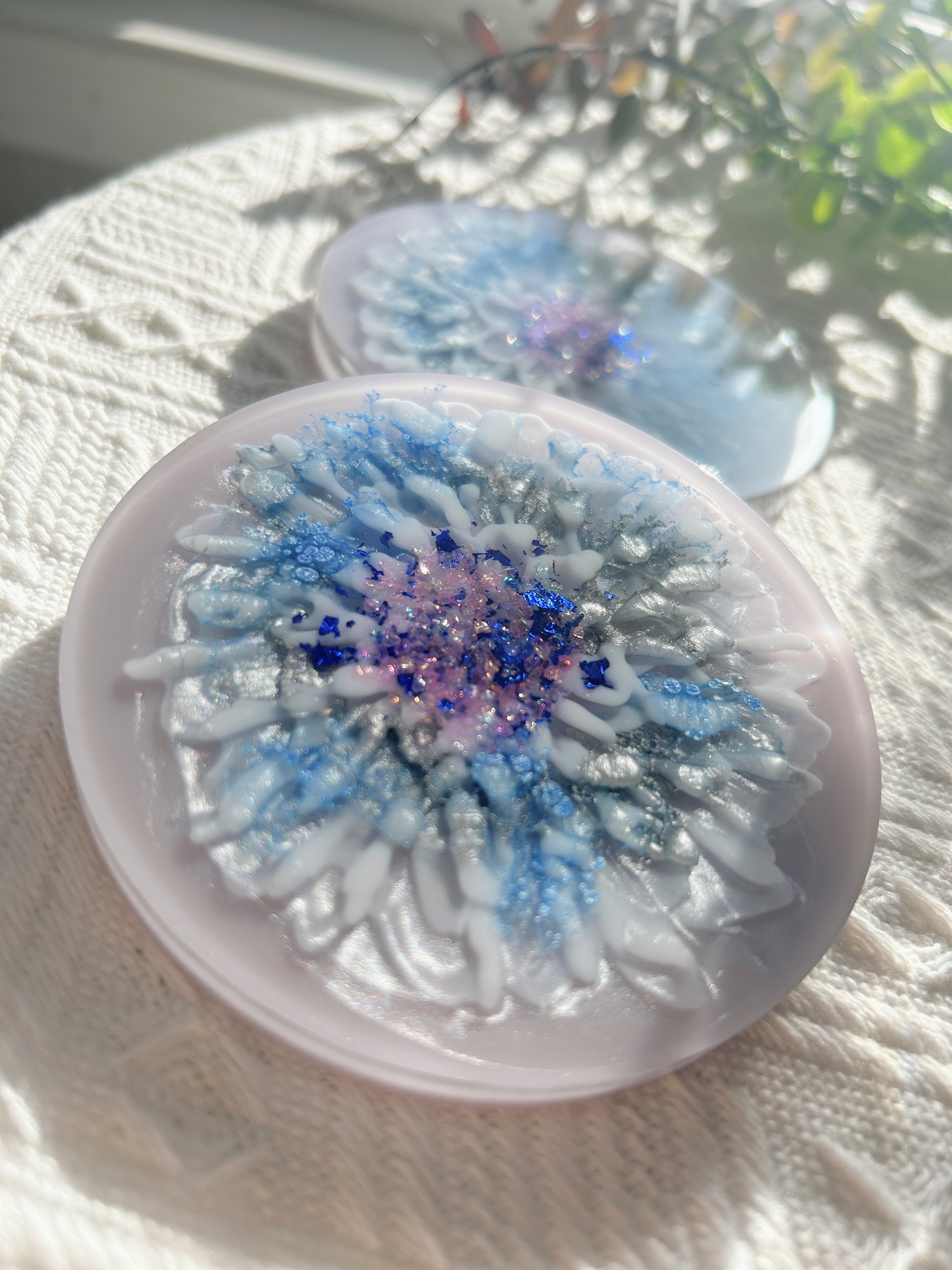 【Blooming Beauty】Handmade Resin Coasters (pair)
