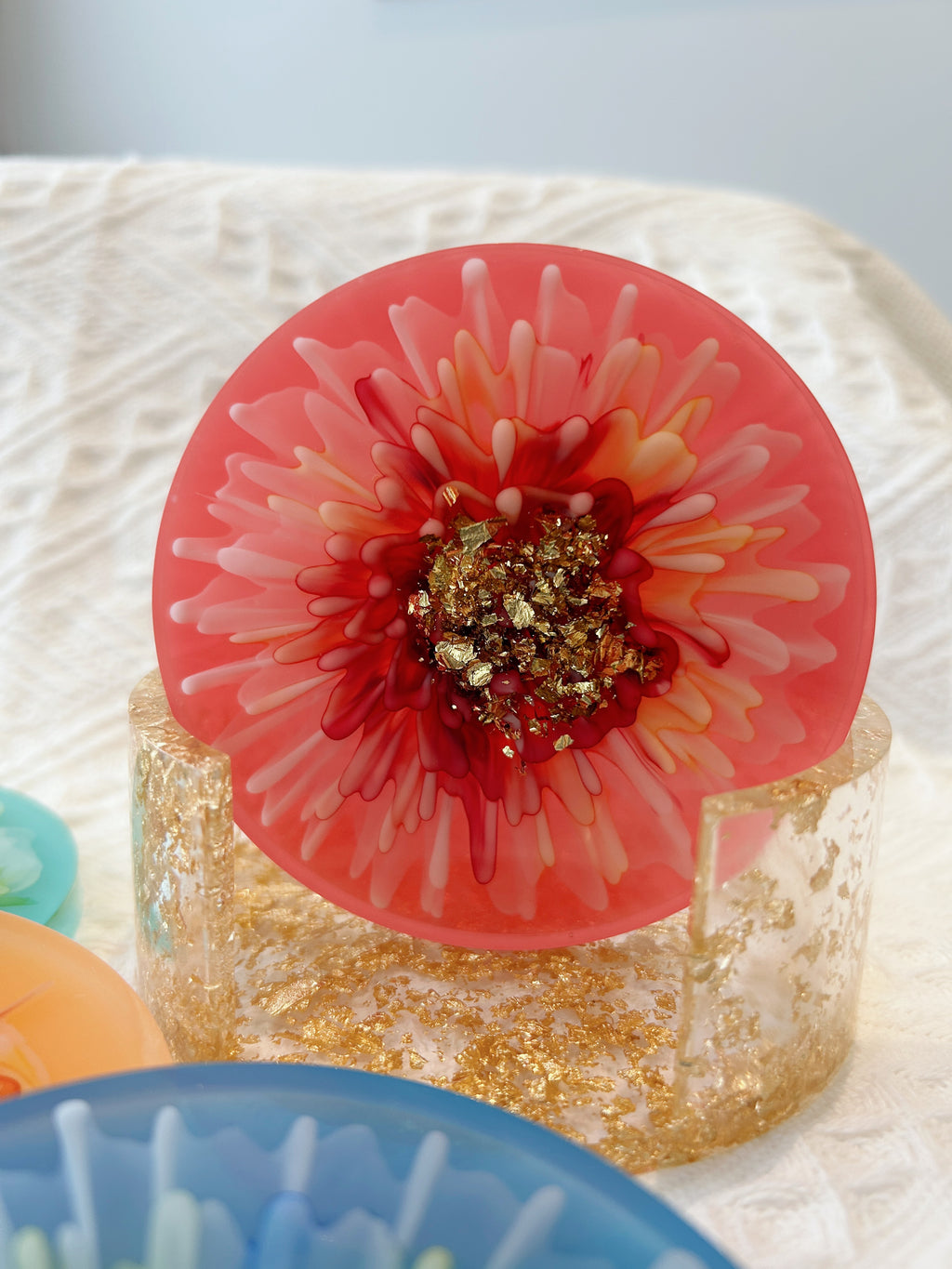 【Blooming Beauty】Handmade Resin Coaster Set (set of 5)
