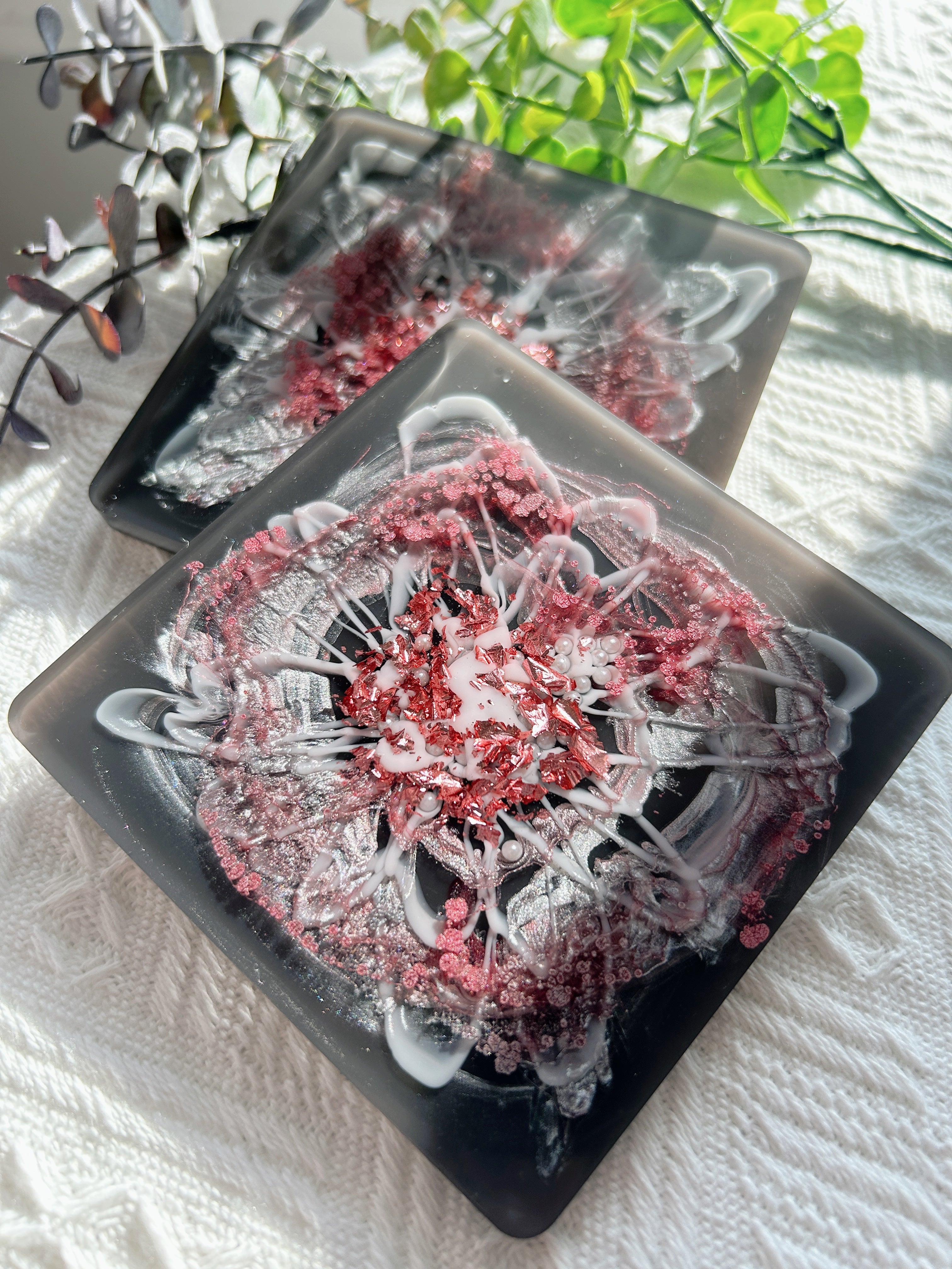 【Blooming Beauty】Handmade Resin Coasters (pair)