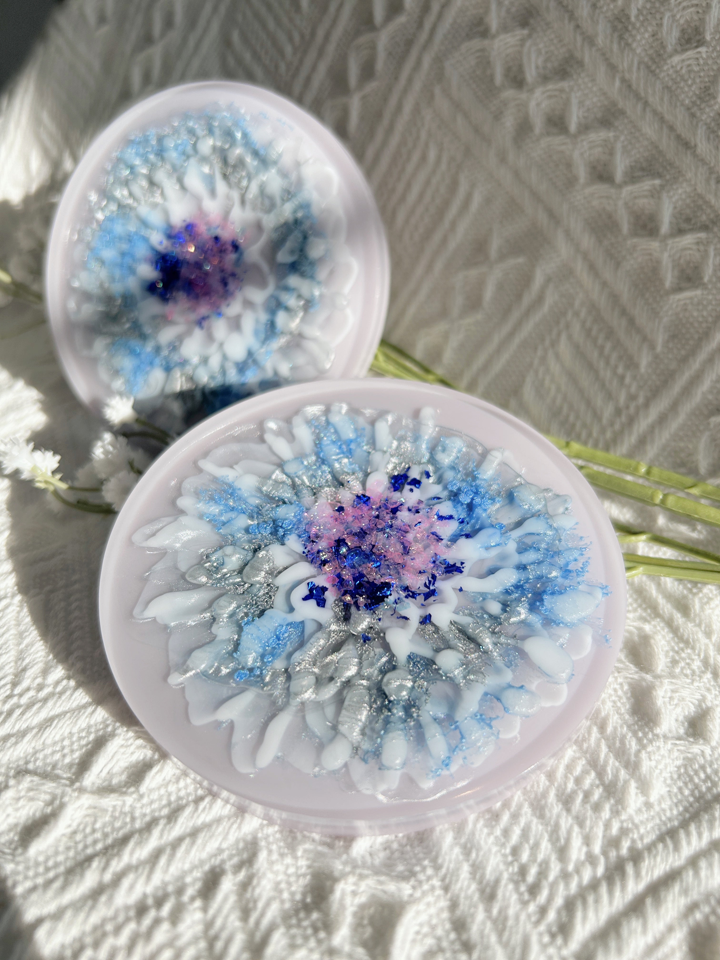 【Blooming Beauty】Handmade Resin Coasters (pair)